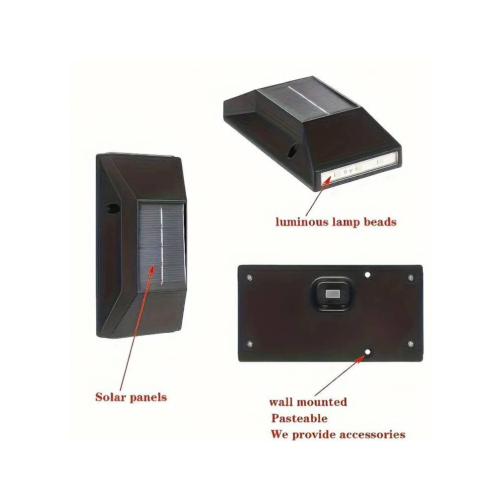 LED-Solarzellen-Wandleuchte (Up-Downlight), 2 Stk. Schwarz