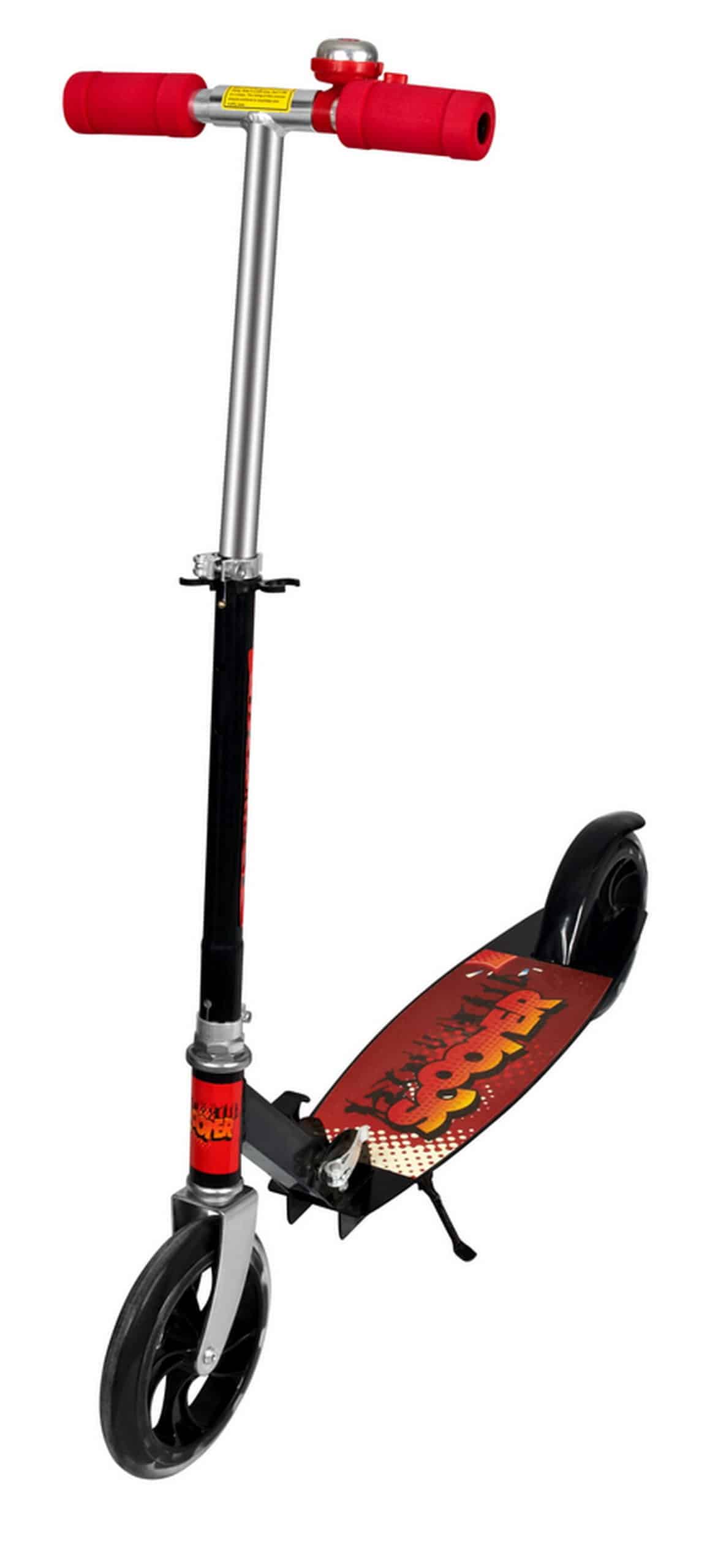 Roller mit großen Rädern und Hinterradbremse - zusammenklappbar (schwarz/orange)