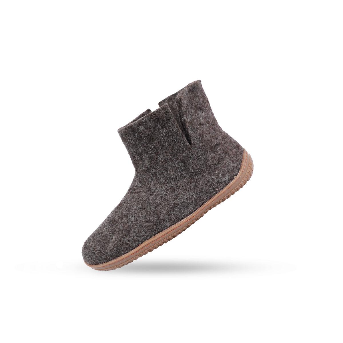 Wollstiefel (100% reine Wolle) - Model Braun mit Gummisohle
