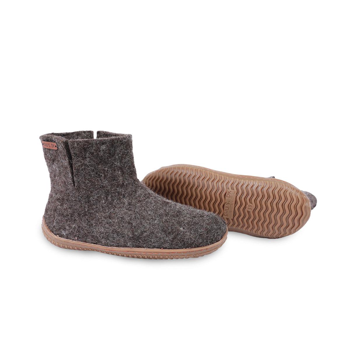 Wollstiefel (100% reine Wolle) - Model Braun mit Gummisohle
