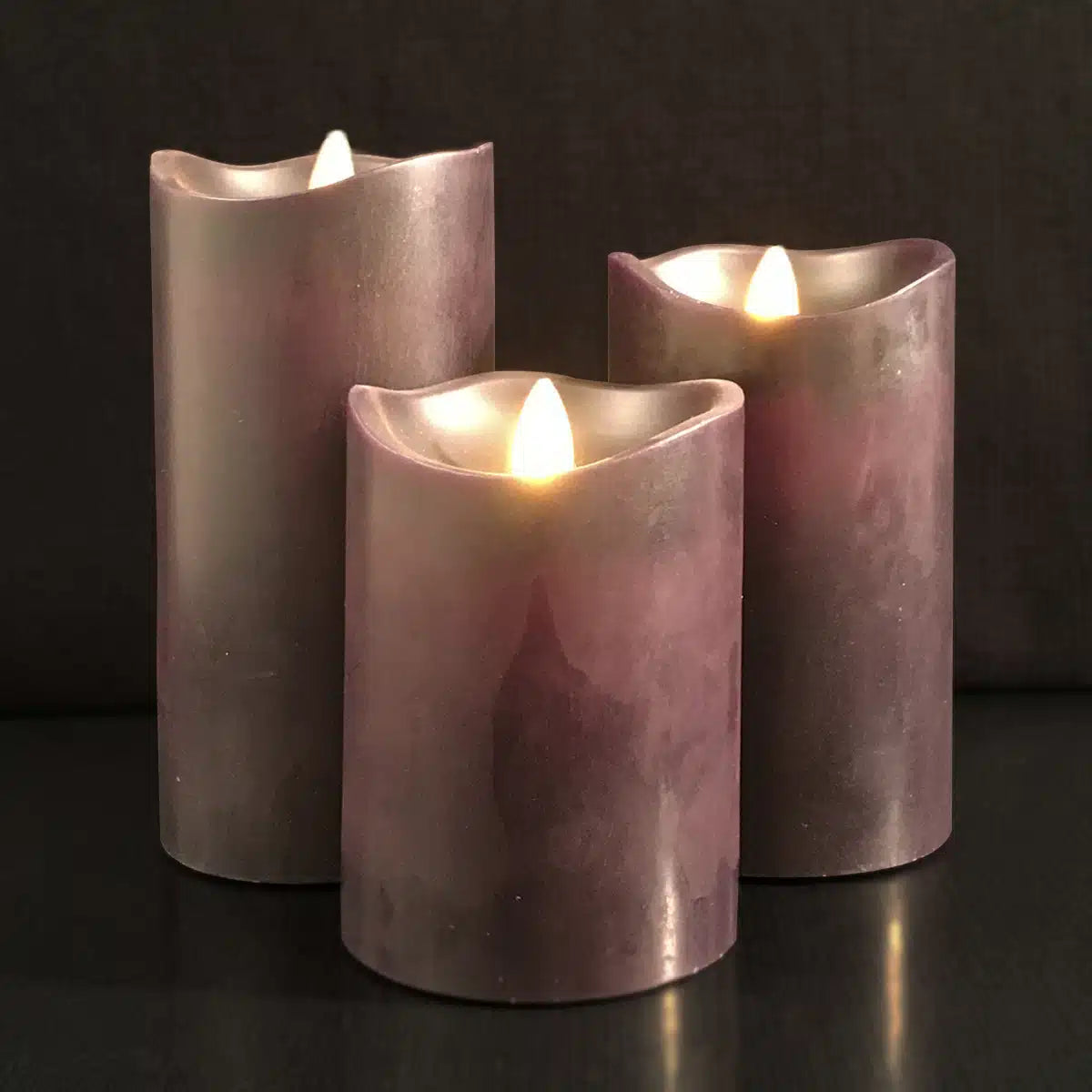 LED-Blockkerzen - 3 Stück - 12/15/17 cm - mit 3D-Flamme - (Mehrere Farben)