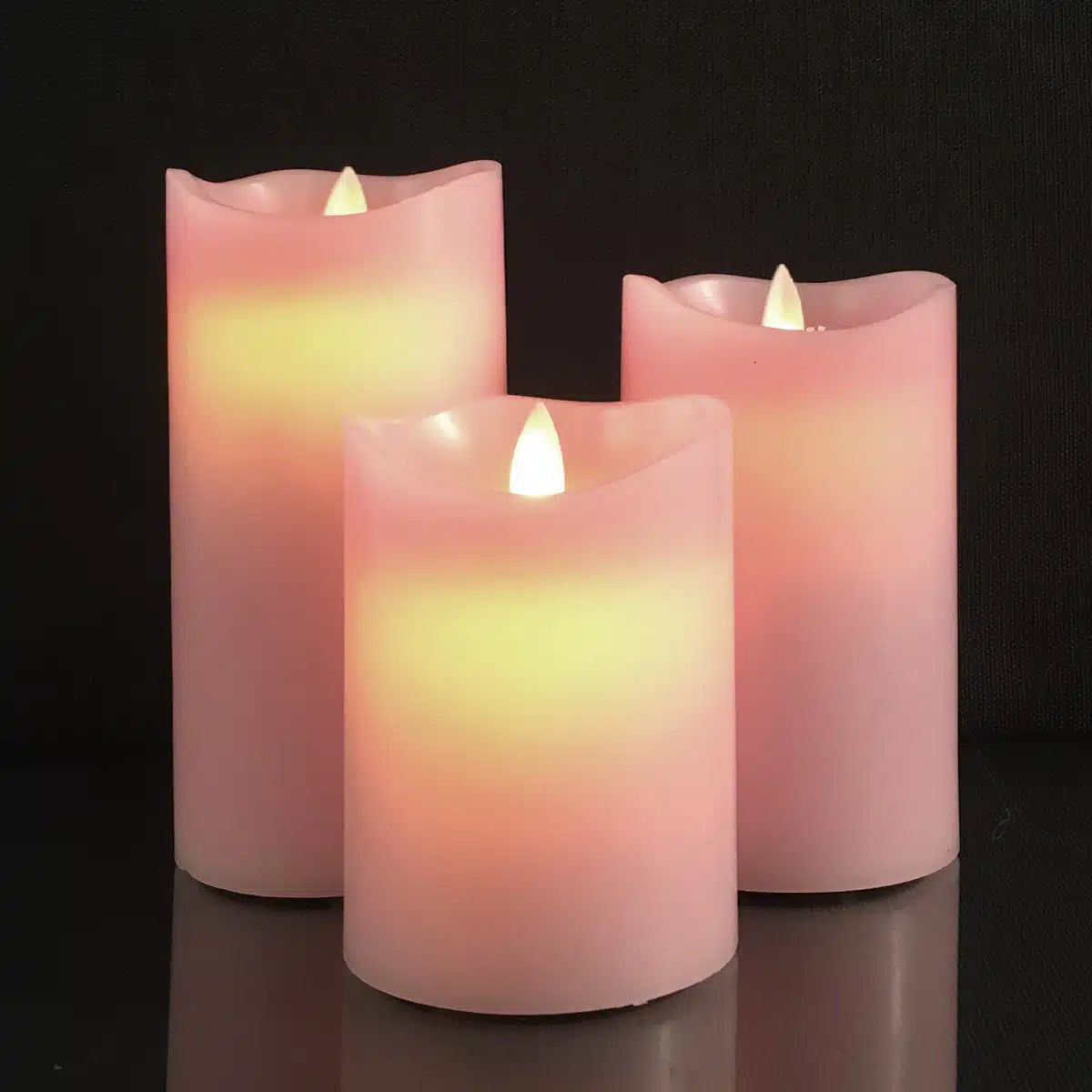 LED-Blockkerzen - 3 Stück - 12/15/17 cm - mit 3D-Flamme - (Mehrere Farben)
