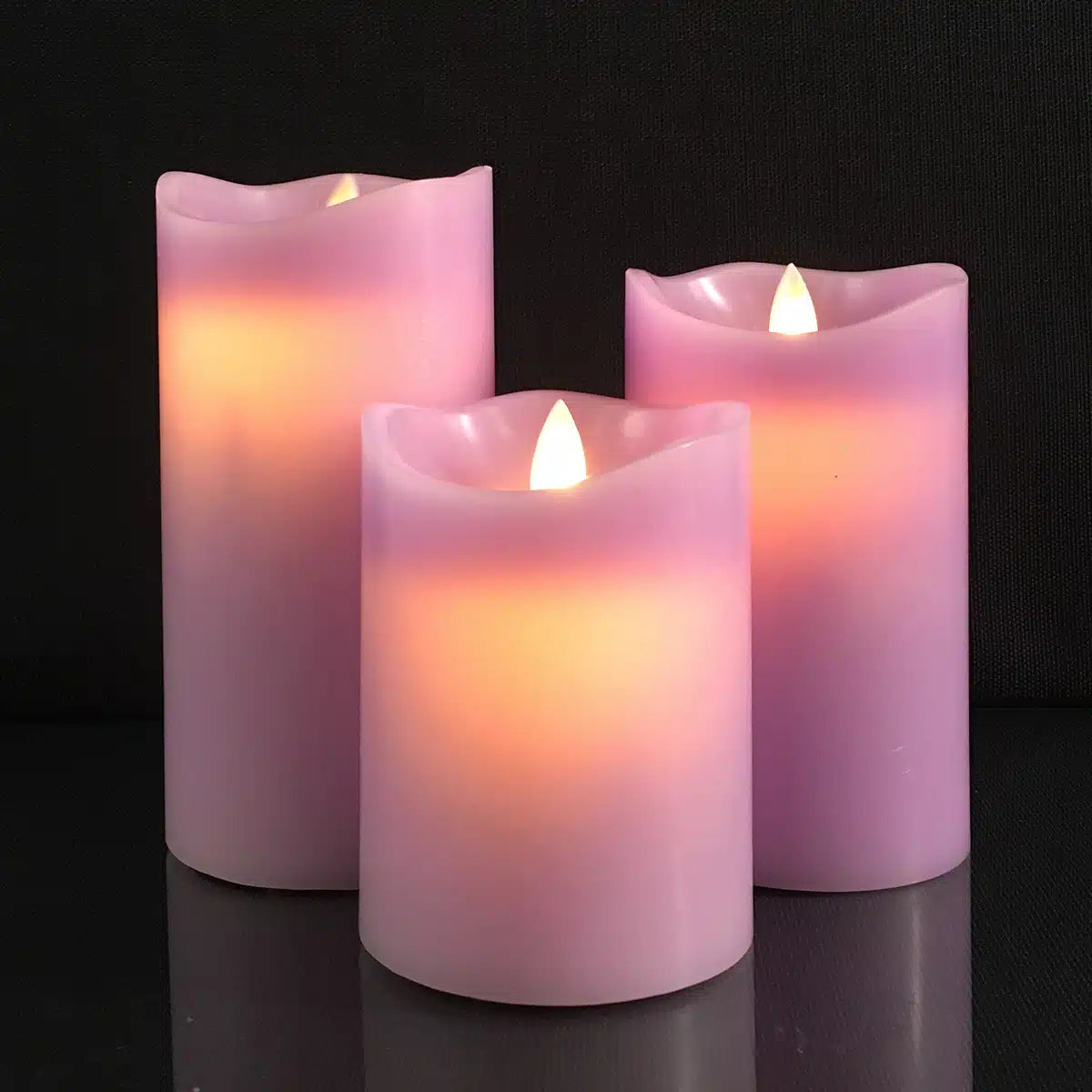 LED-Blockkerzen - 3 Stück - 12/15/17 cm - mit 3D-Flamme - (Mehrere Farben)