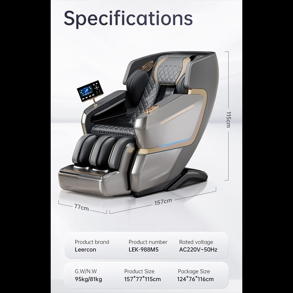 Massagesessel 4D Luxus Pro+ mit SL-Technologie, Ionen-Generator, Wärmetherapie, Herzfrequenzscanner, Sprachsteuerung & Touchscreen