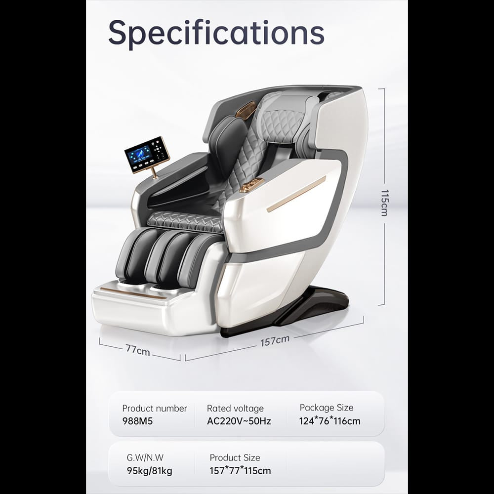 Massagesessel 4D Luxus Pro+ mit SL-Technologie, Ionen-Generator, Wärmetherapie, Herzfrequenzscanner, Sprachsteuerung & Touchscreen