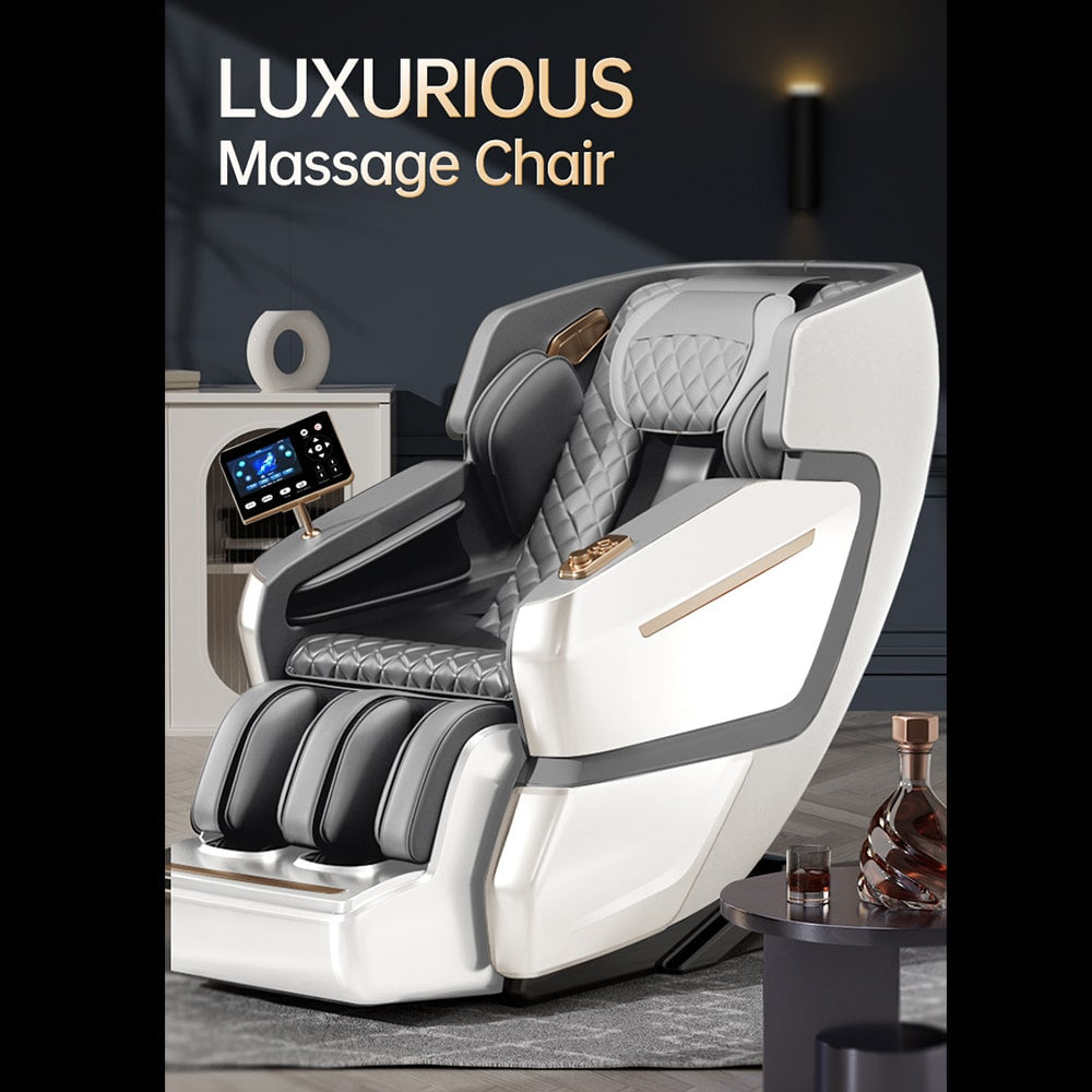 Massagesessel 4D Luxus Pro+ mit SL-Technologie, Ionen-Generator, Wärmetherapie, Herzfrequenzscanner, Sprachsteuerung & Touchscreen