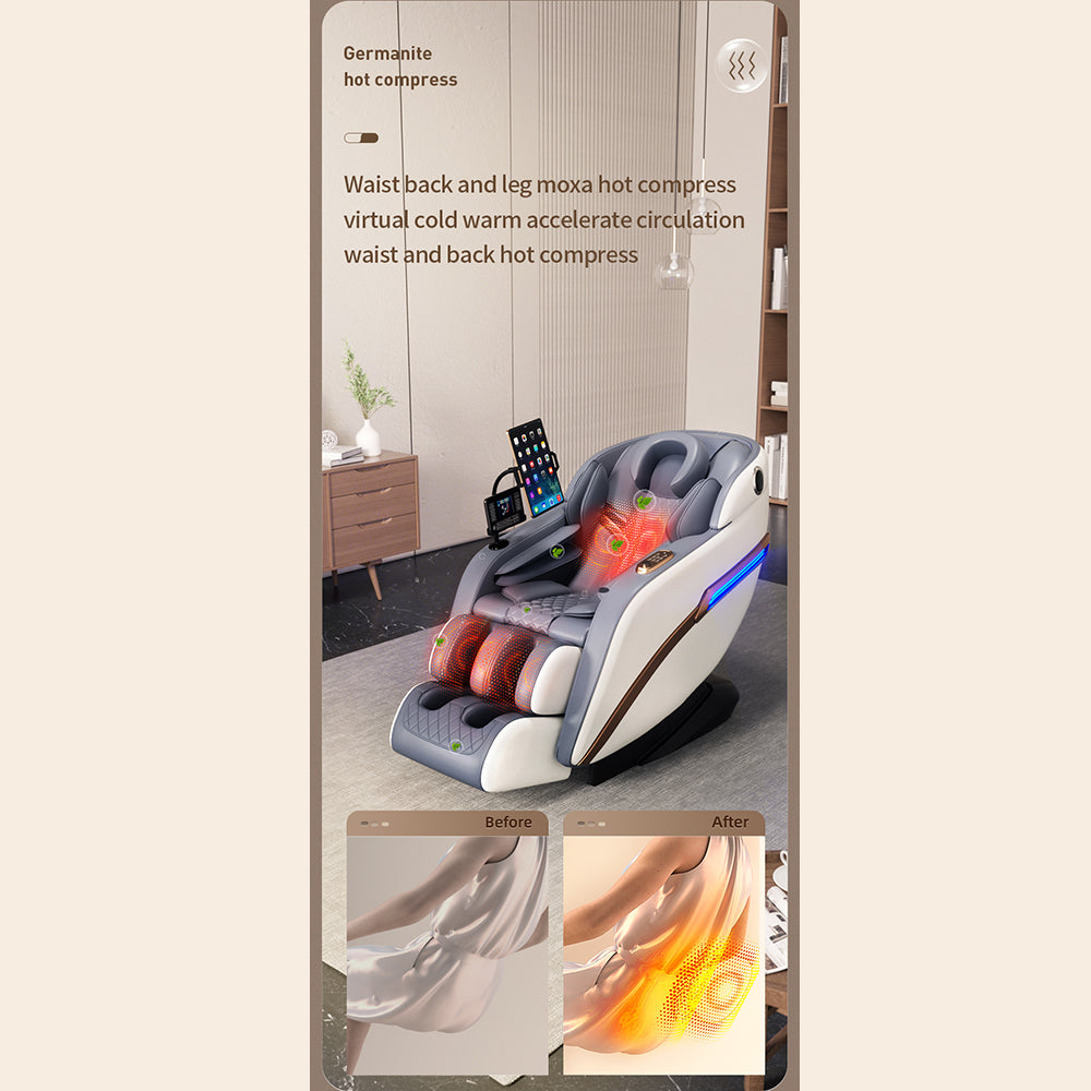 Massagesessel 4D Pro+ Weiß mit Wärmetherapie und Sprachsteuerung