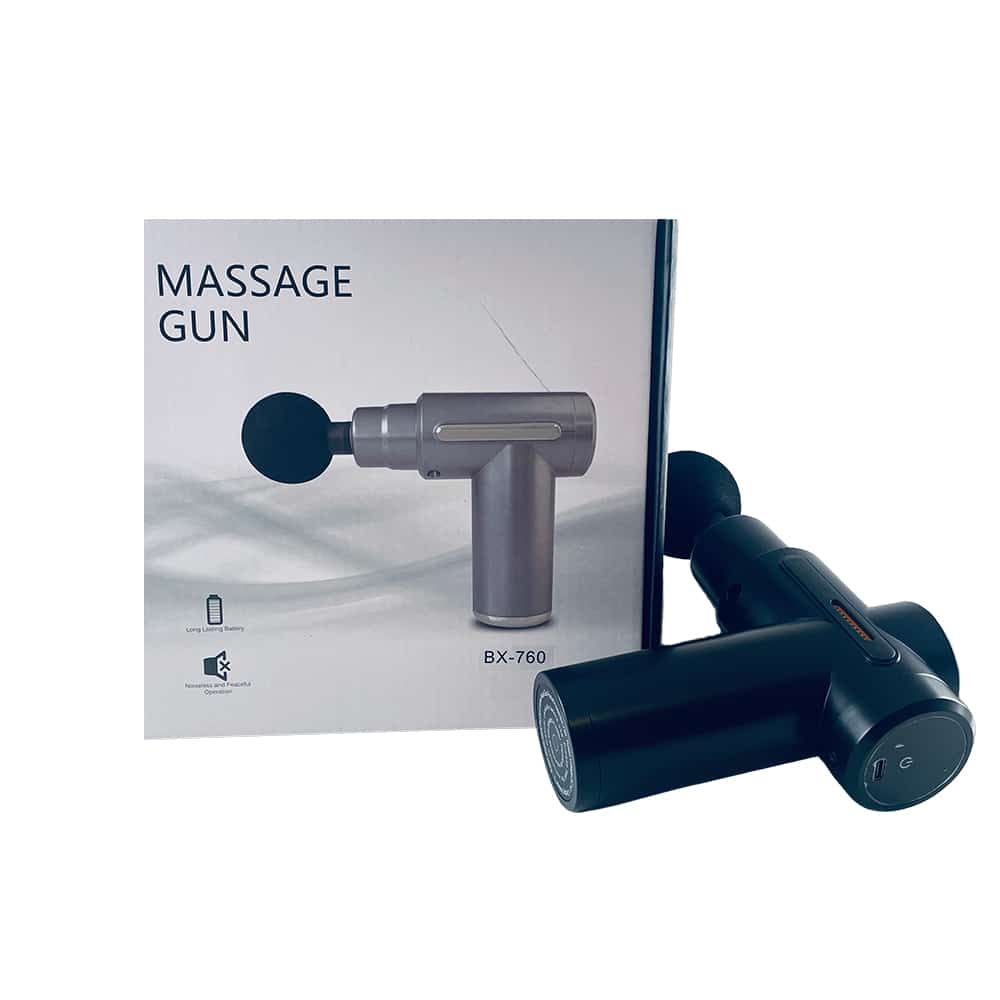 Massagepistole mit 6 Programmen und 4 Massageköpfen