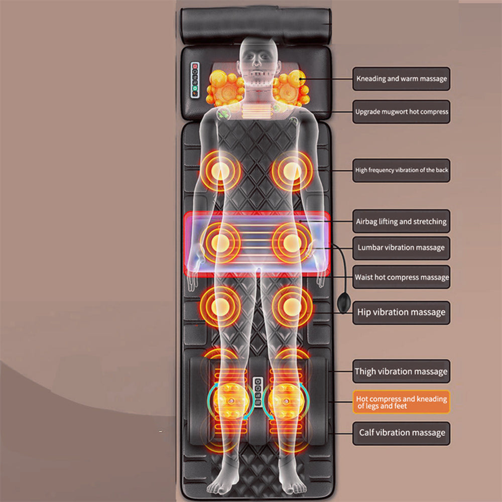 Elektrische Massagematte (schwarz) mit 10 Zonen – Totale Entspannung von Nacken bis Füße