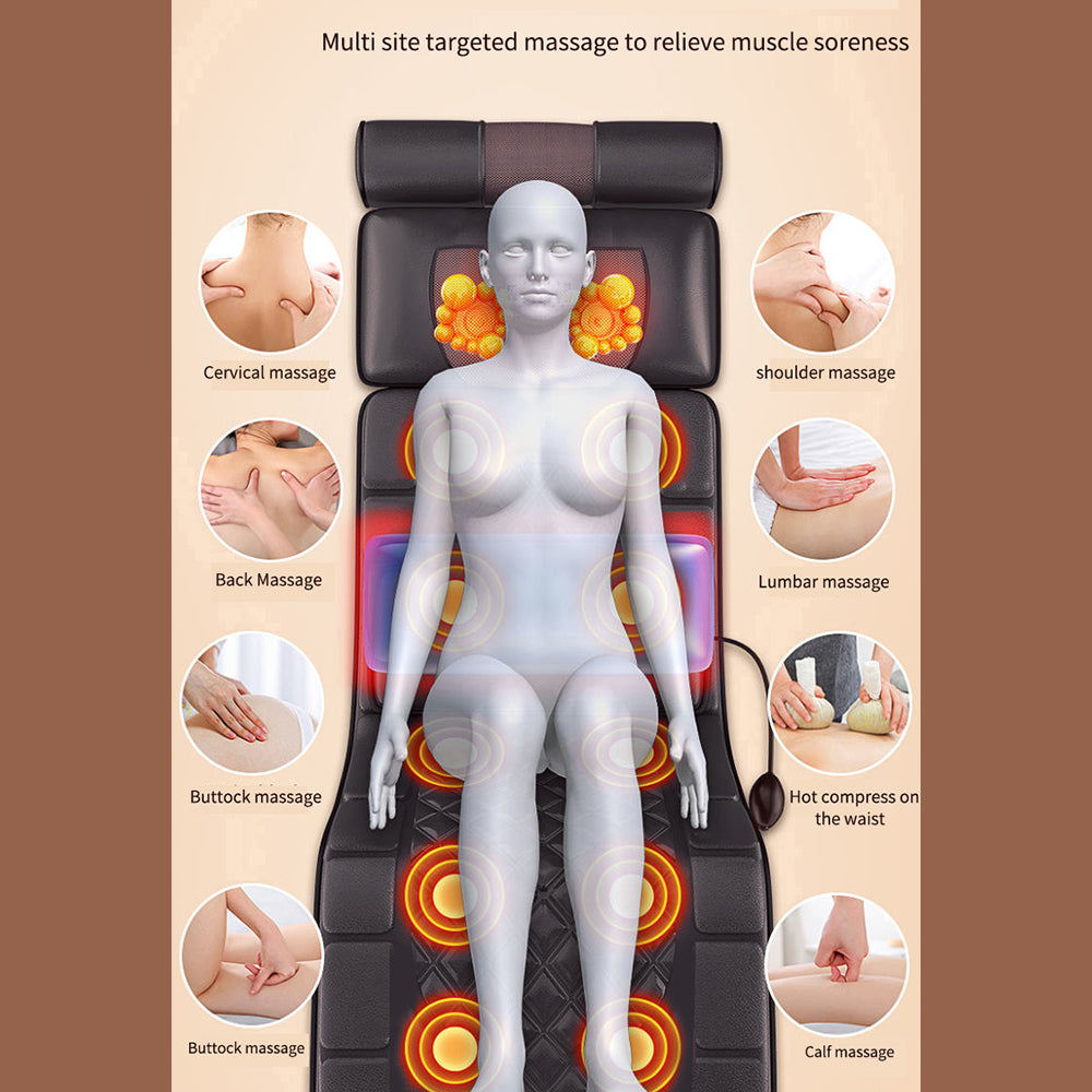 Elektrische Massagematte (schwarz) mit 10 Zonen – Totale Entspannung von Nacken bis Füße