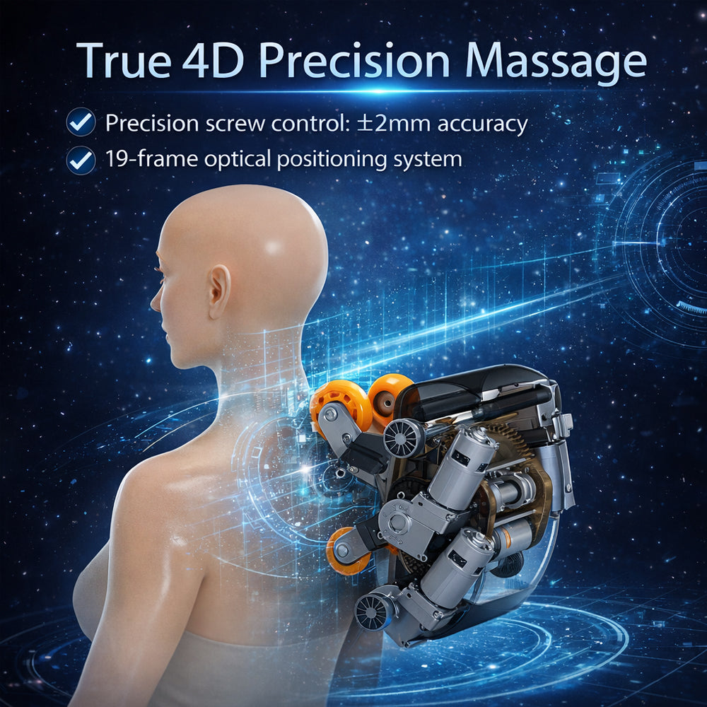 Massagesessel mit 4D-Körperscanning, Dual Zone Stretching, 32 Airbags, Wärme für Beine/Lendenbereich und Zero Gravity