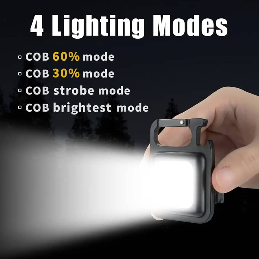 Schlüsselanhänger COB-LED-Taschenlampe - wiederaufladbar - 3 Leuchtmodi