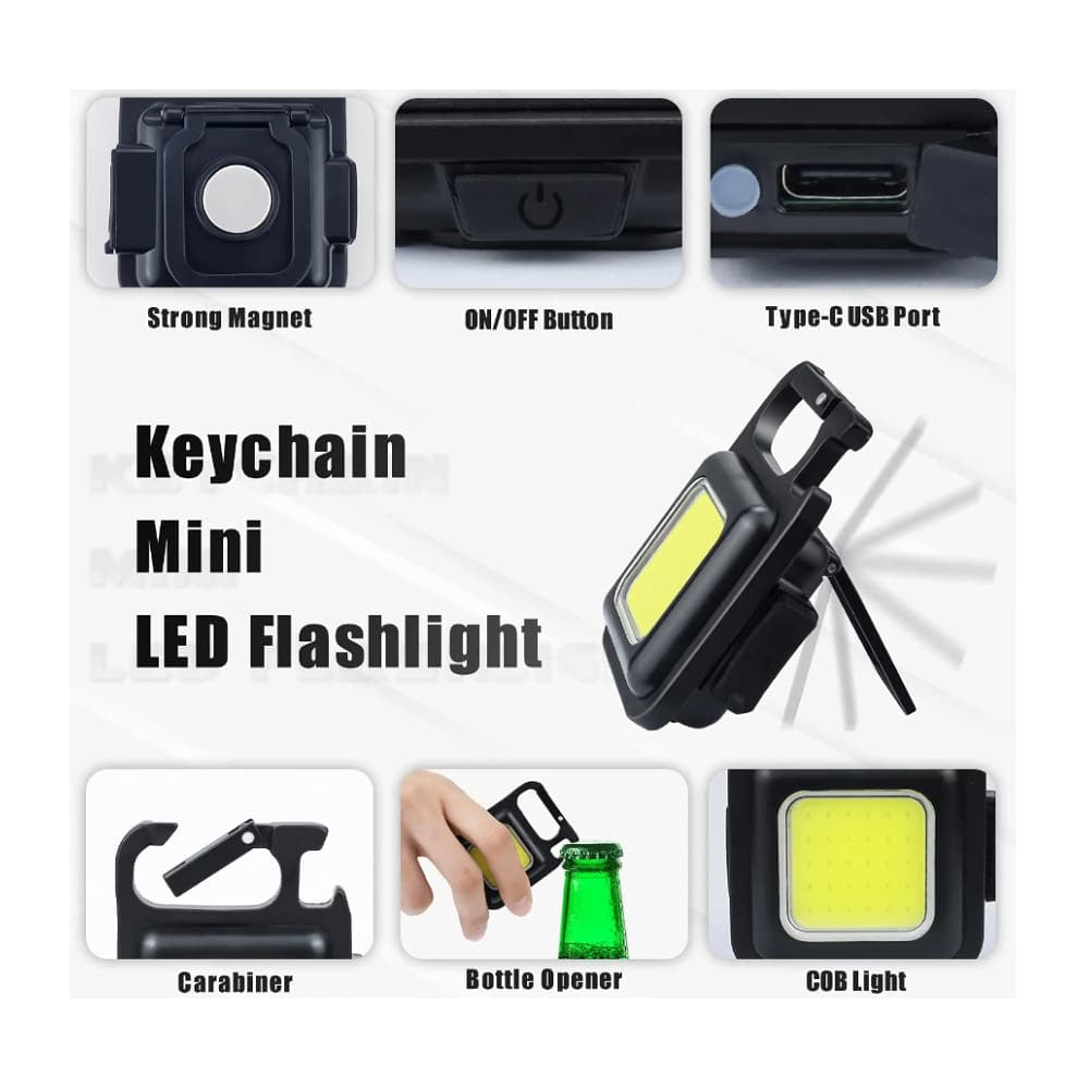 Schlüsselanhänger COB-LED-Taschenlampe - wiederaufladbar - 3 Leuchtmodi