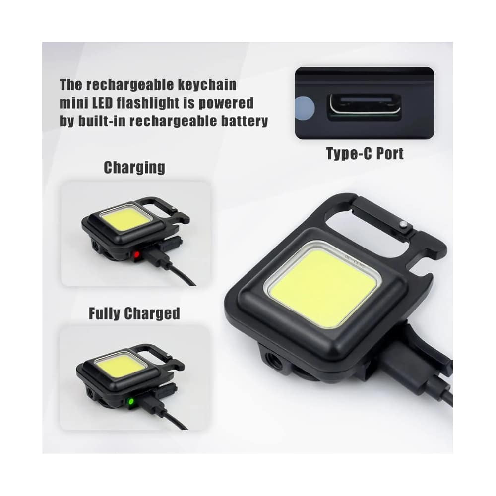 Schlüsselanhänger COB-LED-Taschenlampe - wiederaufladbar - 3 Leuchtmodi