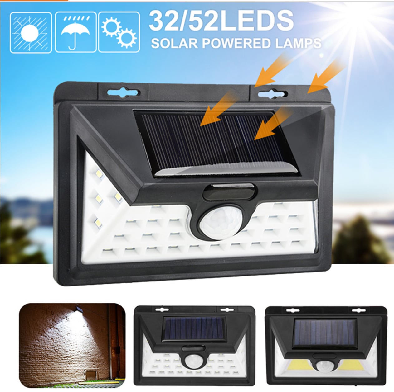 LED-Solar-Wandleuchte mit Sensor