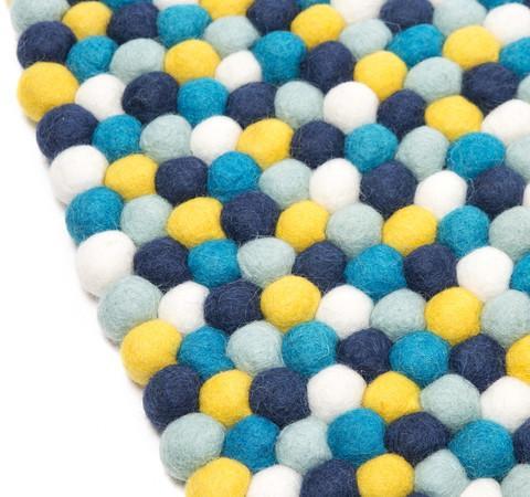 Kugelteppich aus 100 % reiner Nepalwolle - Mehrfarbig gelb