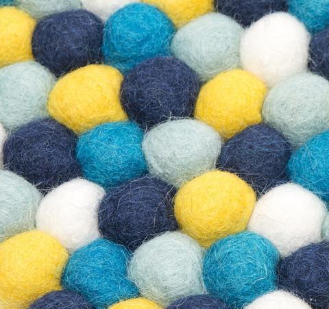 Kugelteppich aus 100 % reiner Nepalwolle - Mehrfarbig gelb