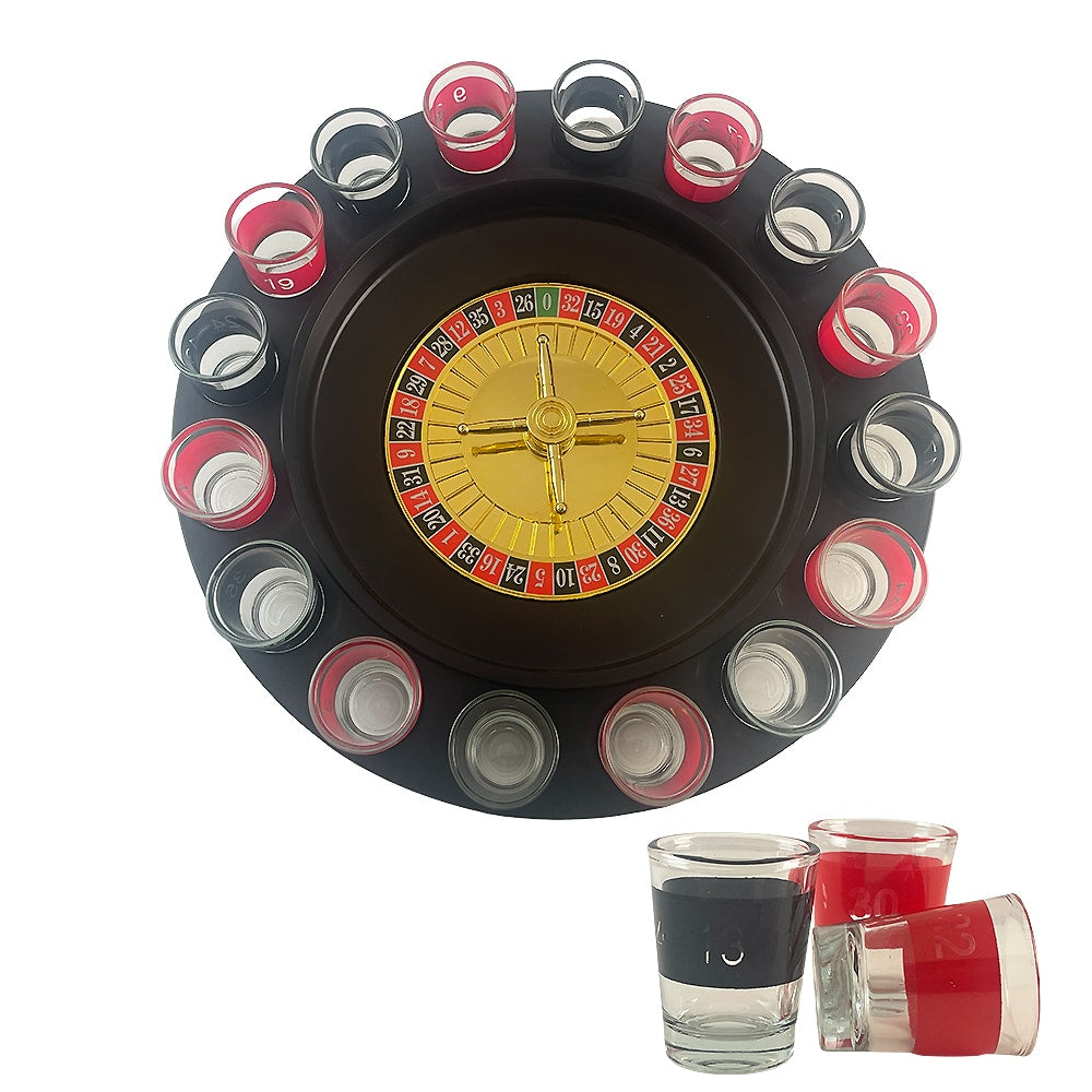 Roulette Trinkspiel mit 16 Gläsern