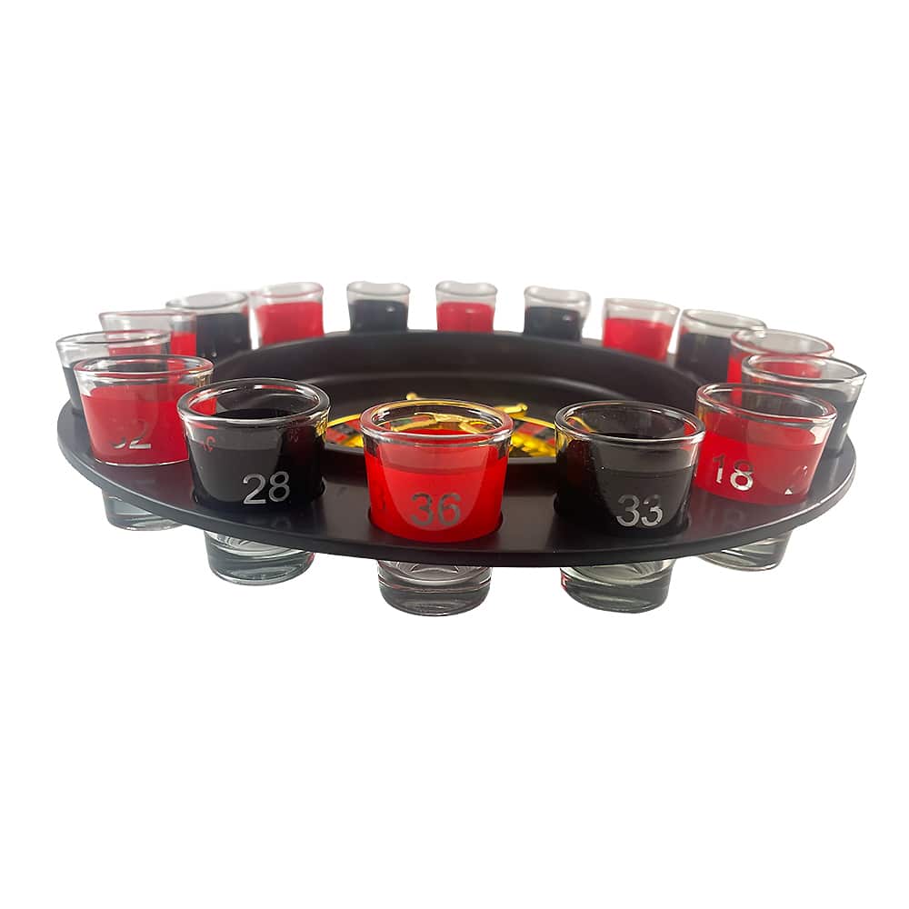 Roulette Trinkspiel mit 16 Gläsern