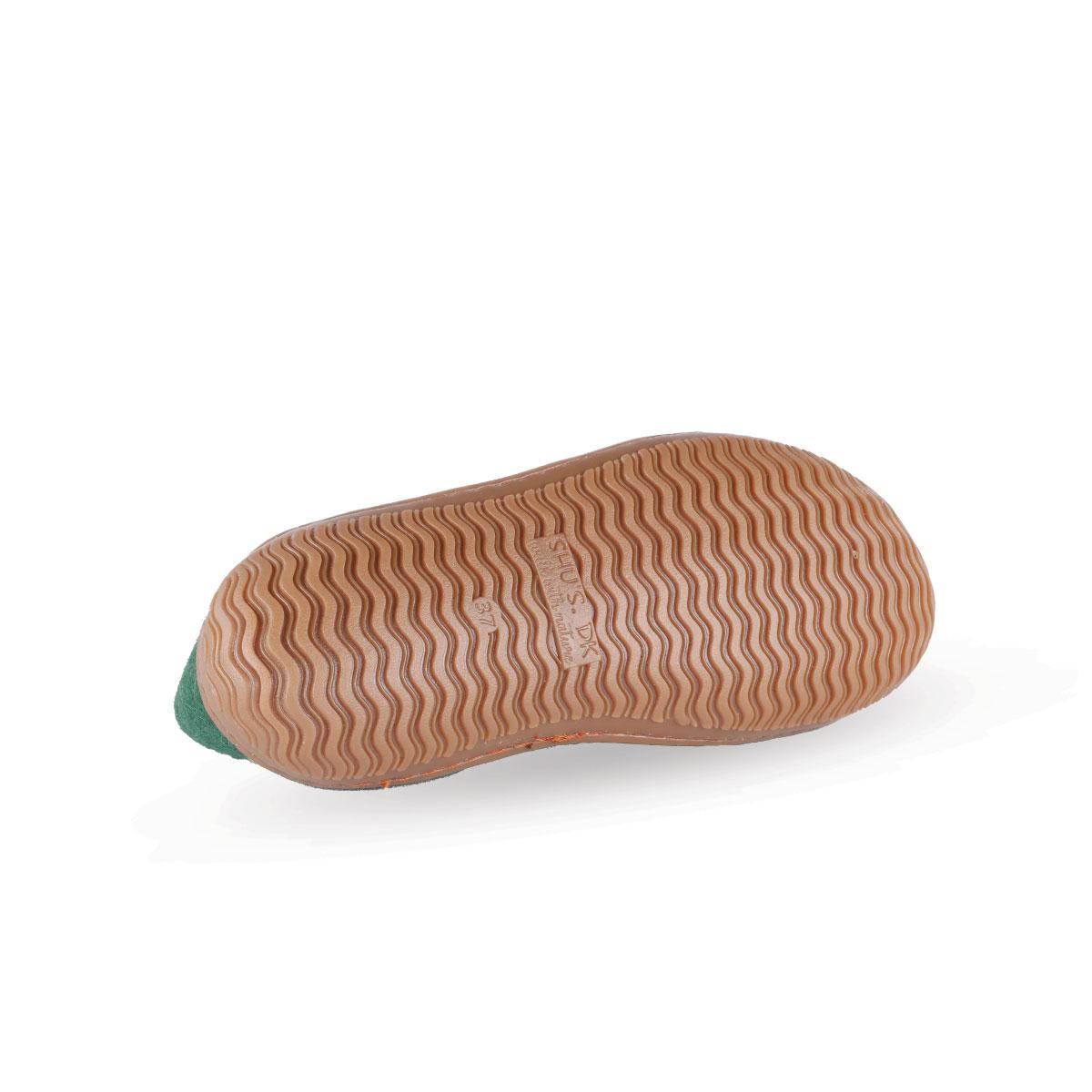 Wollpantoffel (100% reine Wolle) - Model Grün mit Gummisohle
