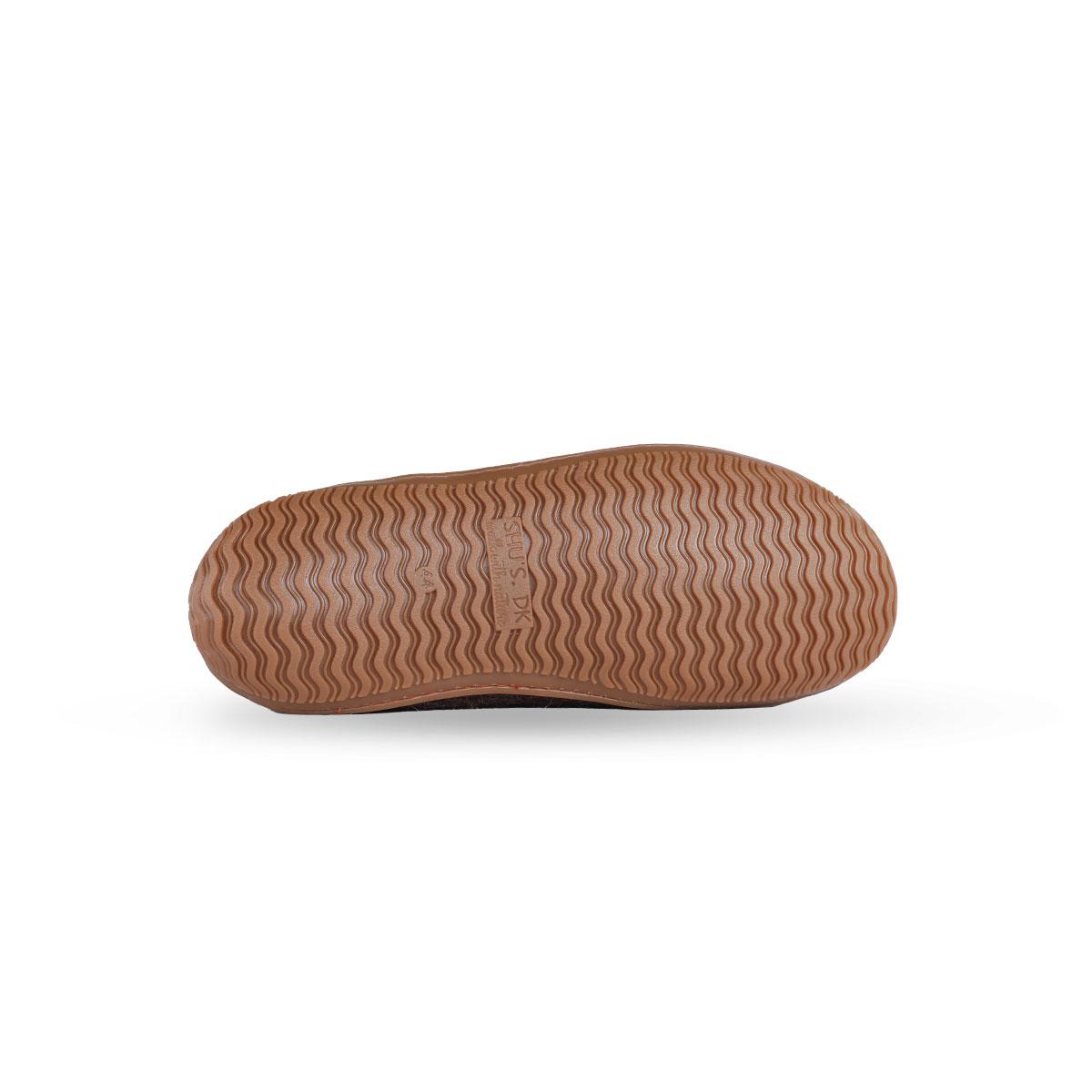 Wollpantoffel (100% reine Wolle) - Model Braun mit Gummisohle