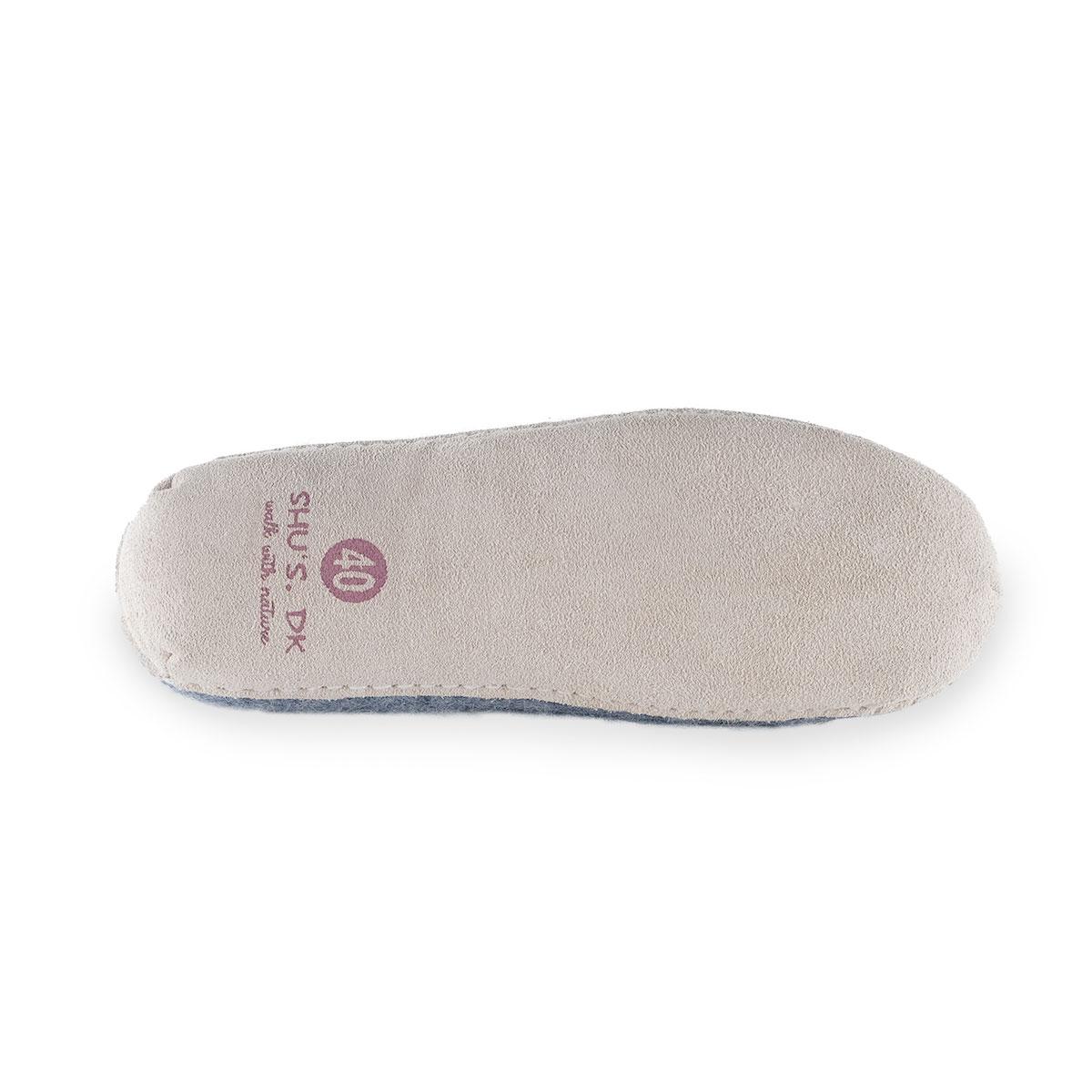 Wollpantoffel (100% reine Wolle) - Modell Grau mit Sohle aus Leder
