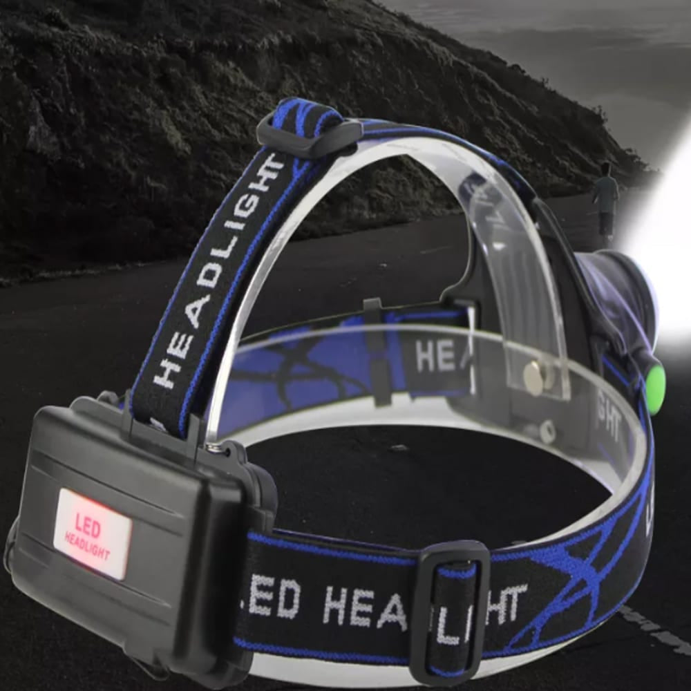 Stirnlampe 1800 Lumen mit einstellbarem Fokus und Zoom