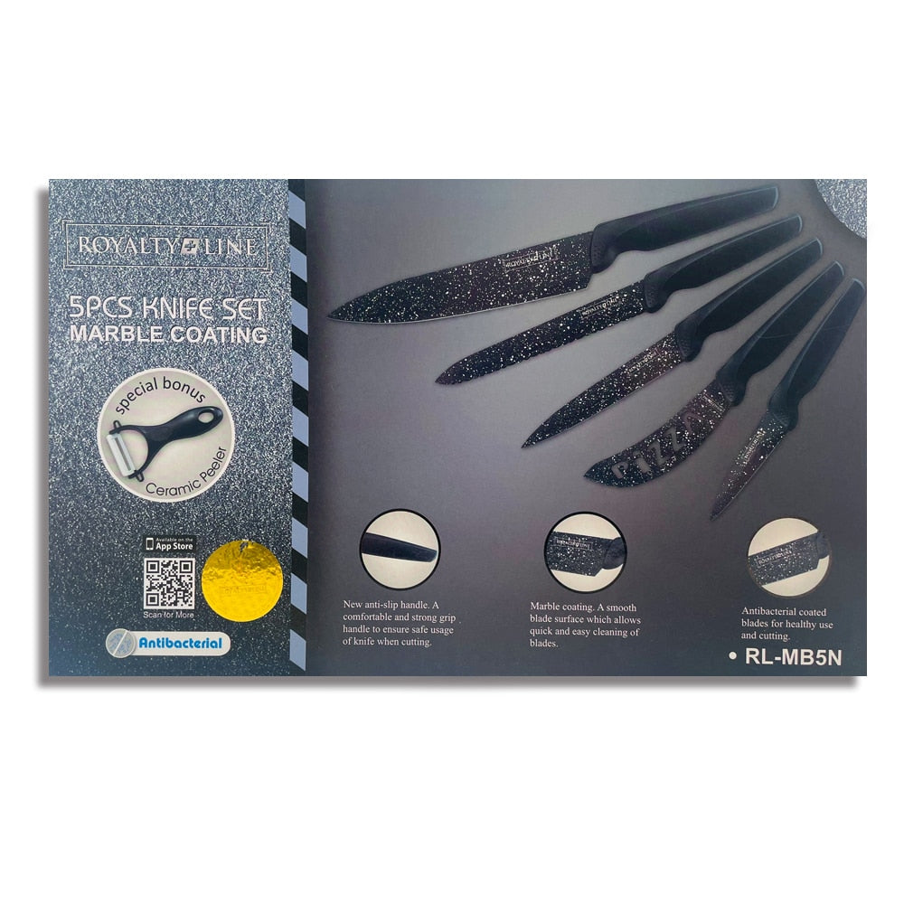 Messerset (5-teilig + Schäler) Royalty Line mit Marmorbeschichtung