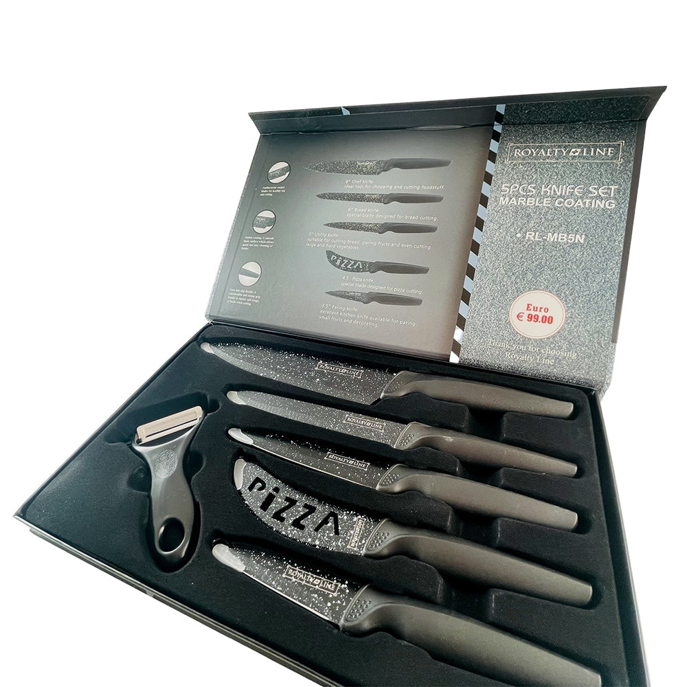 Messerset (5-teilig + Schäler) Royalty Line mit Marmorbeschichtung