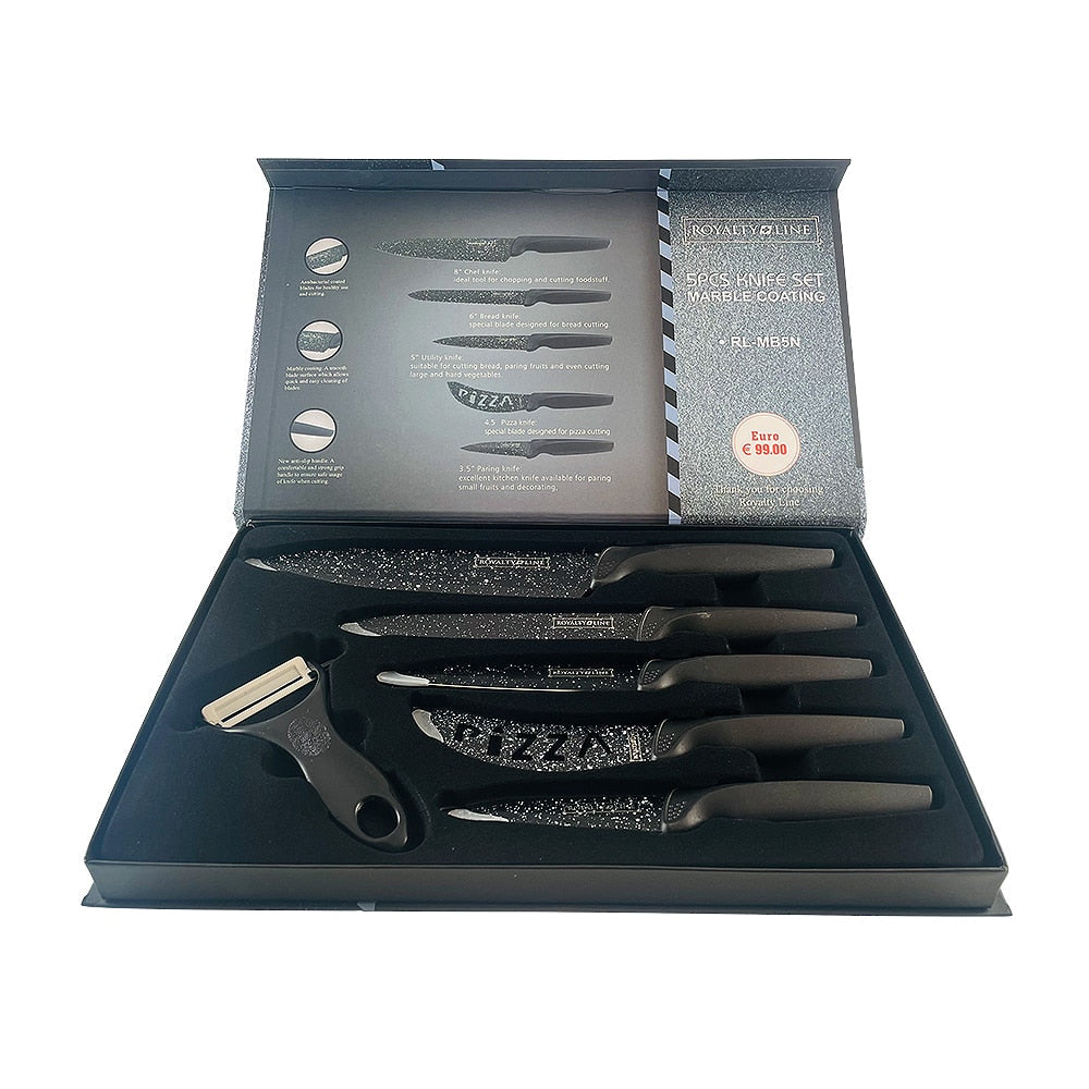 Messerset (5-teilig + Schäler) Royalty Line mit Marmorbeschichtung