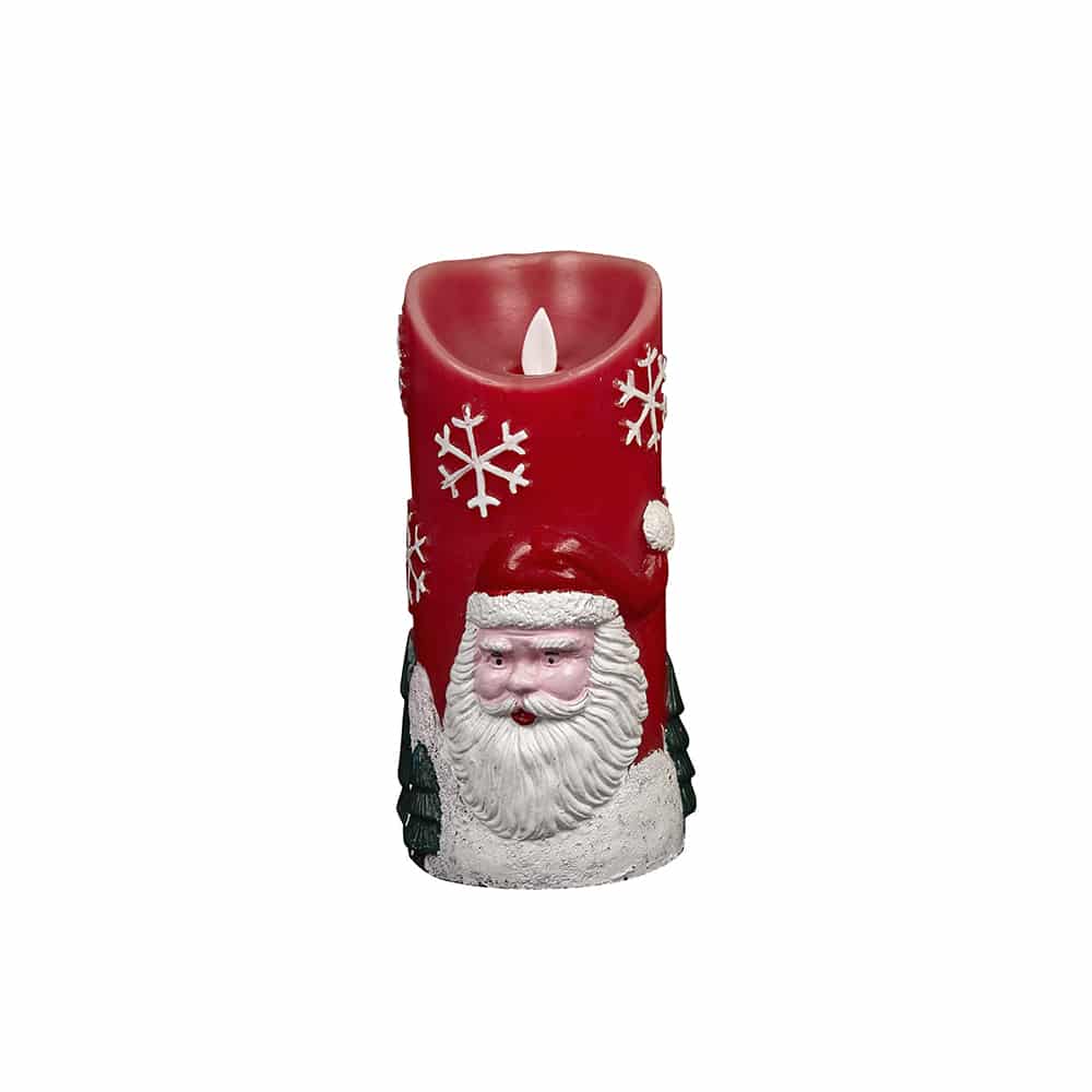 LED-Kerze mit Weihnachtsmotiv - Ø9 x 18 cm - (Rot oder Weiß)