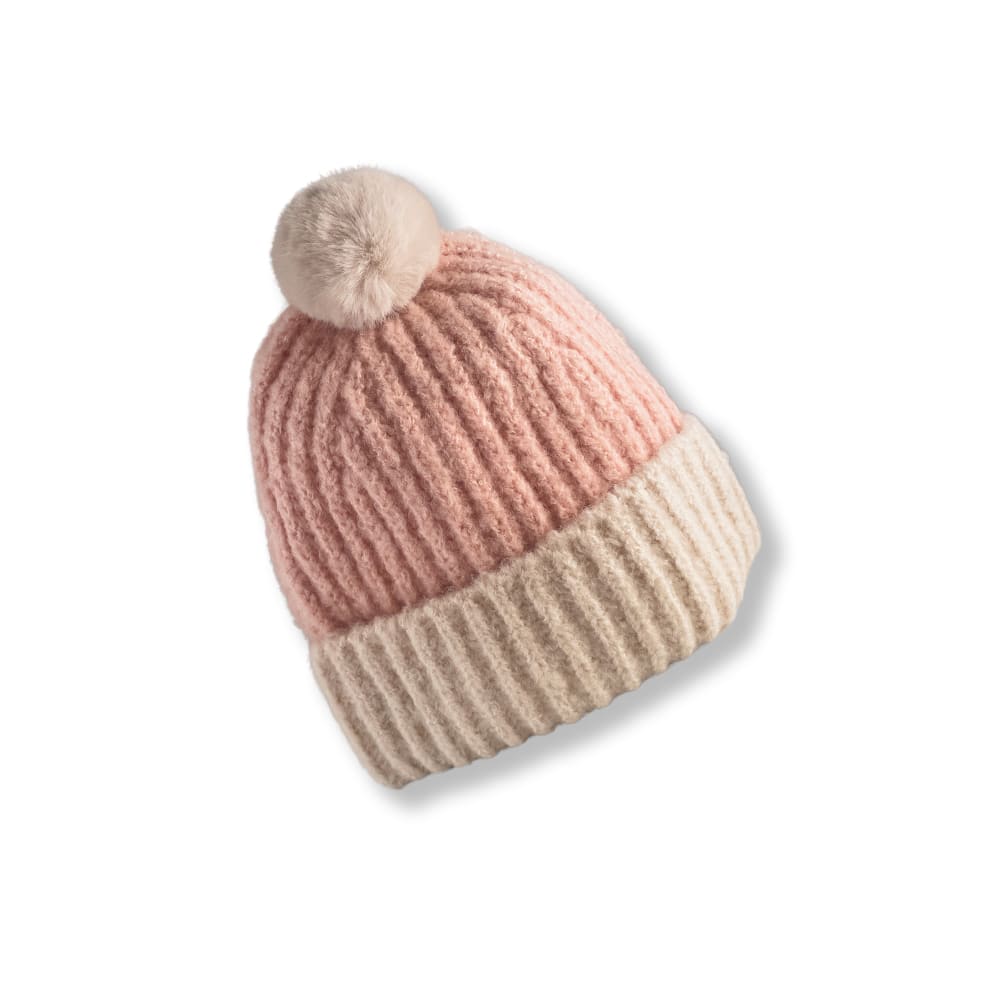 Trendige Strickmütze mit Quaste und umschlagbarem Rand