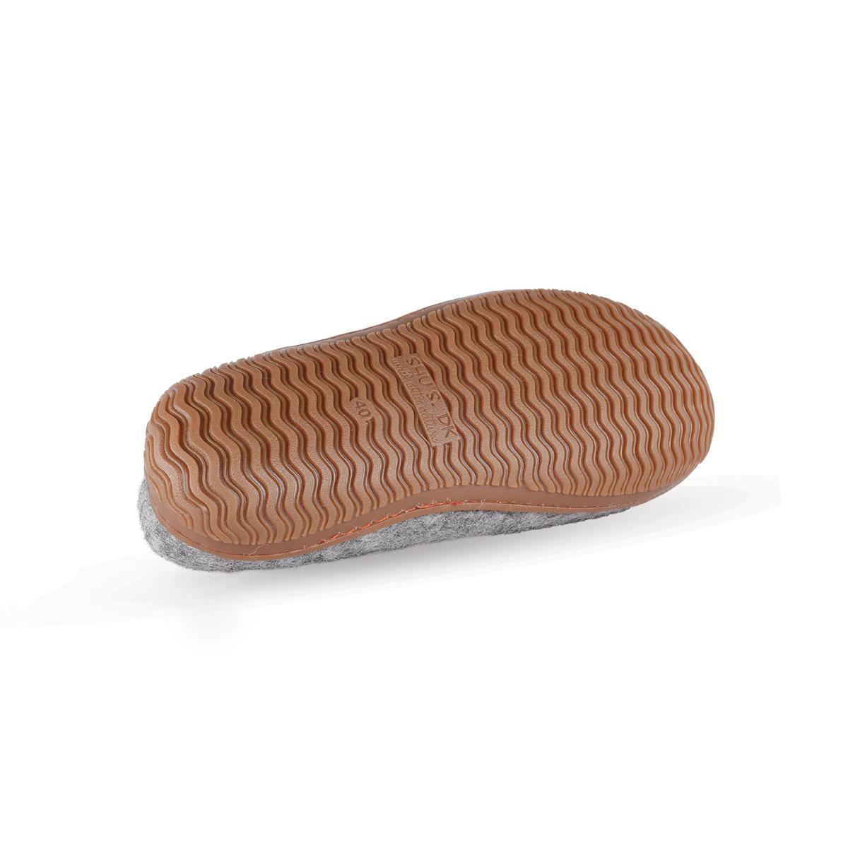 Wollpantoffel (100% reine Wolle) - Model Grau mit Gummisohle