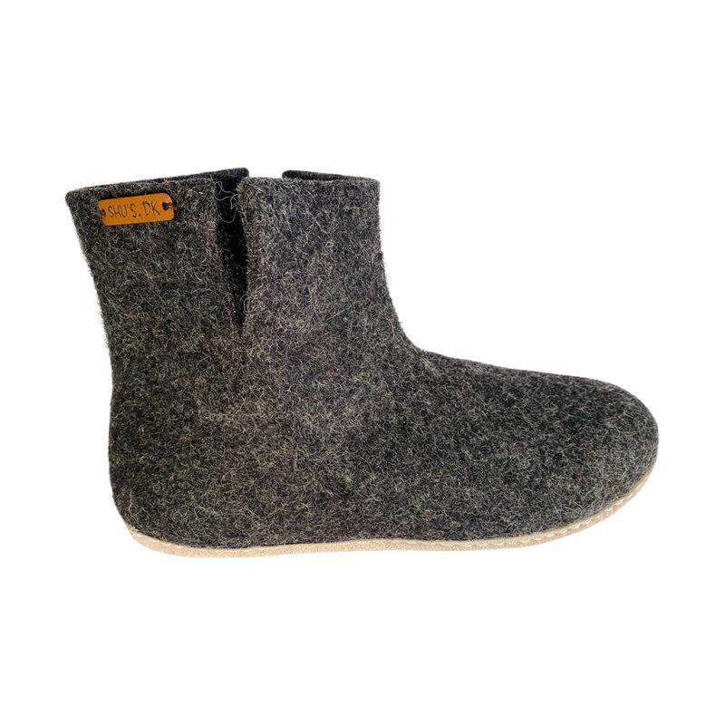 Wollstiefel (100% reine Wolle) - Modell Koks mit Sohle aus Leder