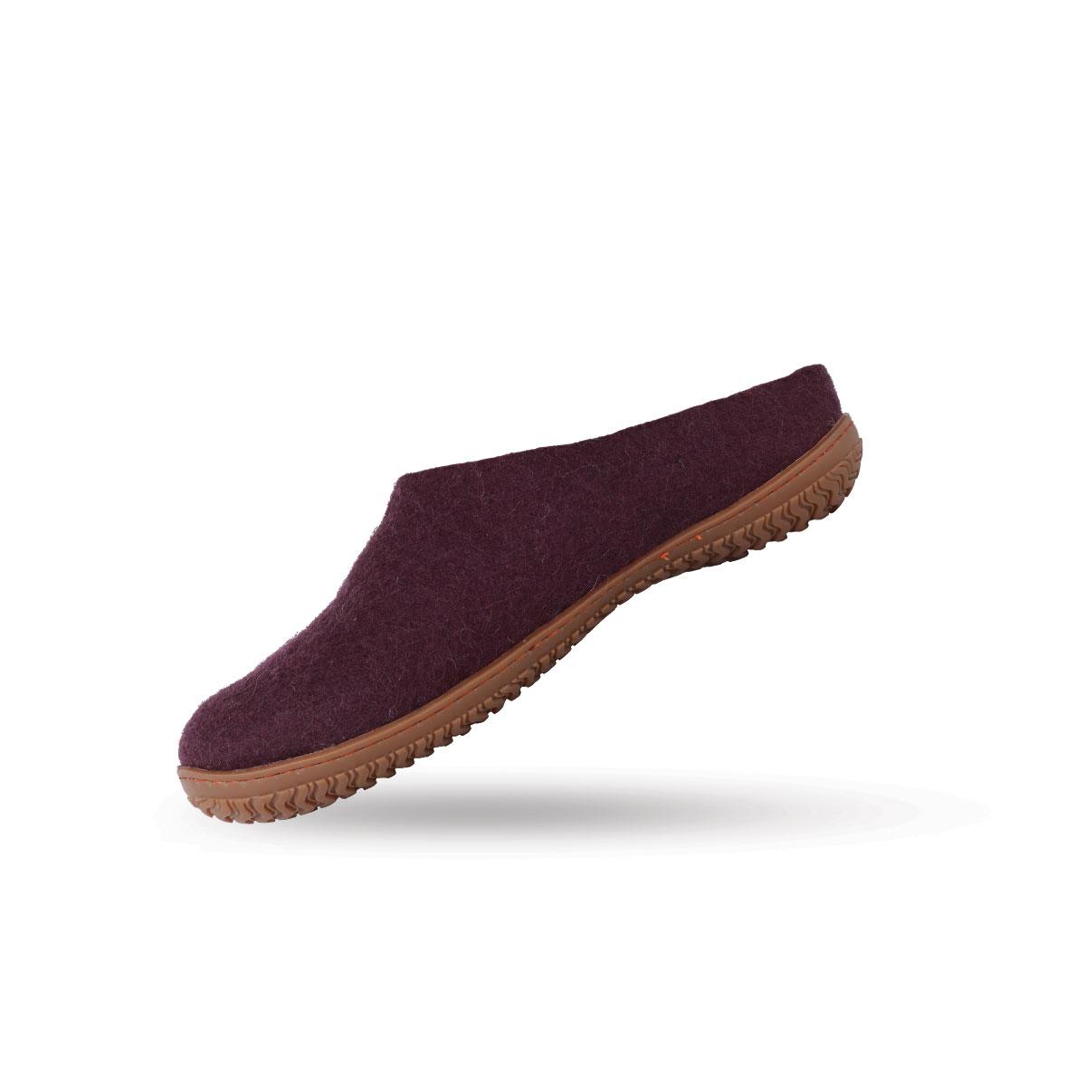 Wollpantoffel (100% reine Wolle) - Model Lila mit Gummisohle