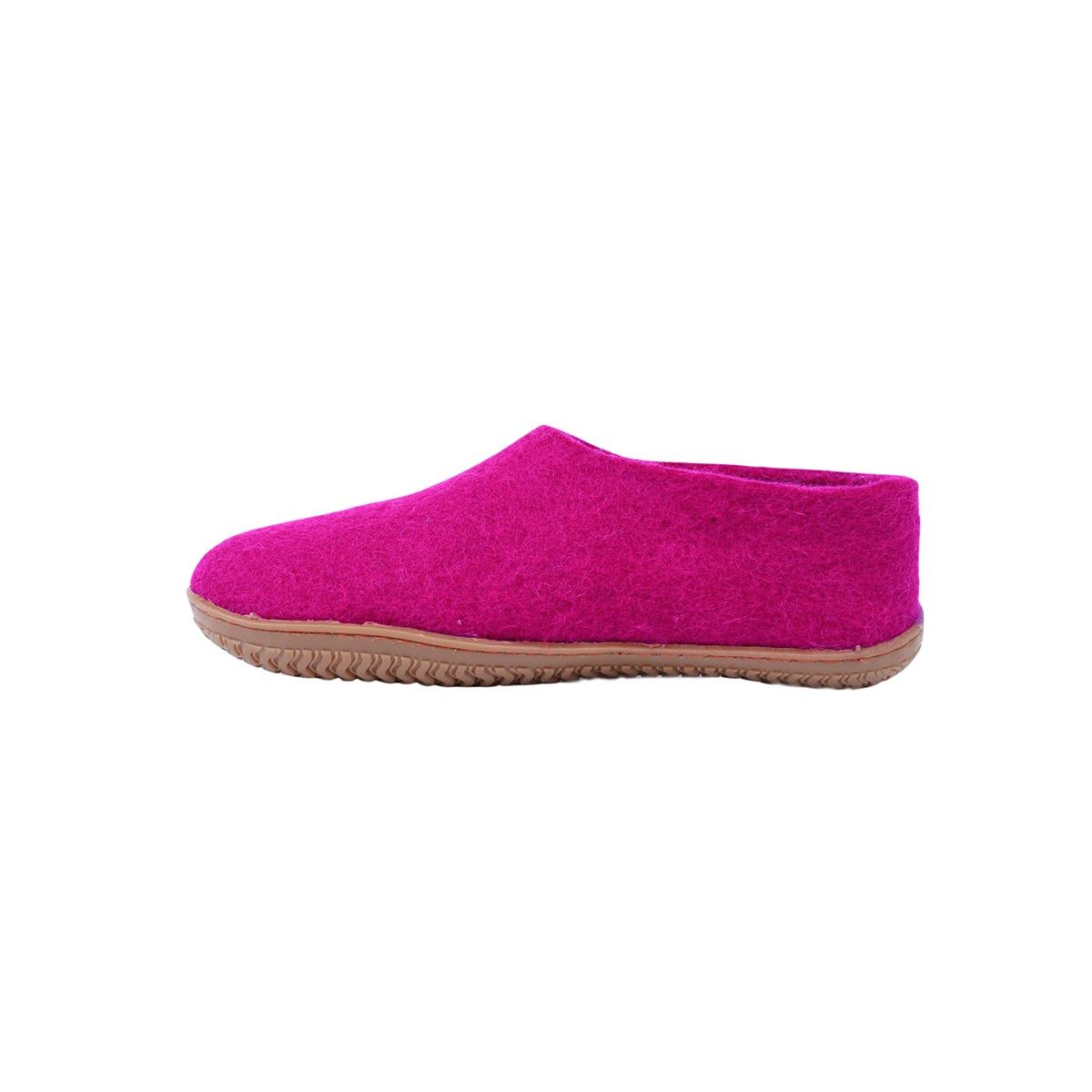 Wollhausschuhe (100% reine Wolle) - Model Pink mit Gummisohle