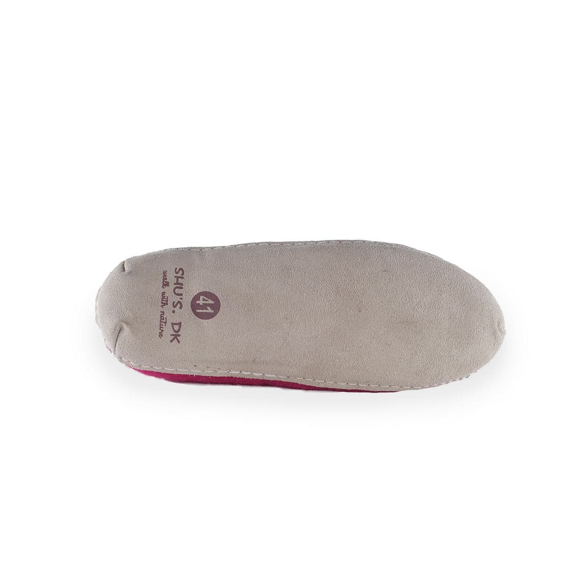 Wollhausschuhe (100% reine Wolle) - Modell Pink mit Sohle aus Leder