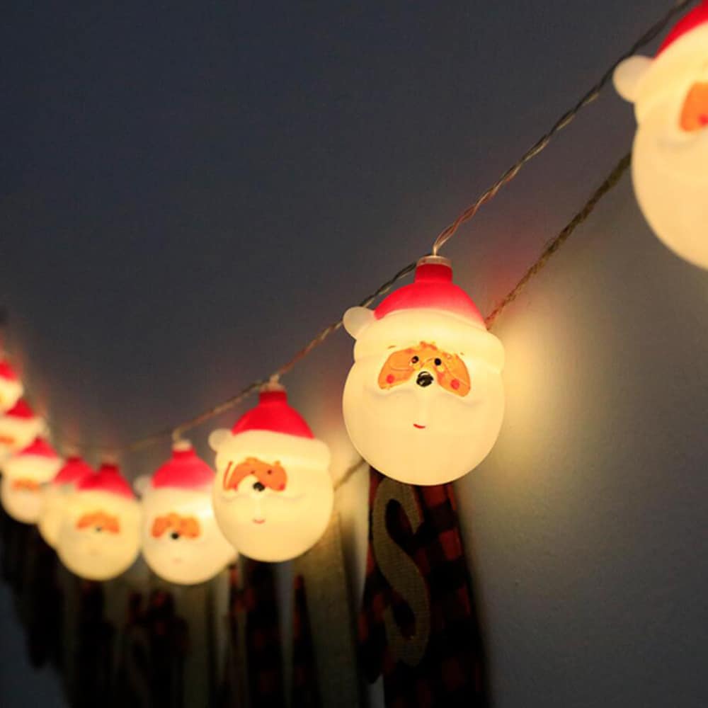 Lichterkette 2 Meter mit 10 Weihnachtsmännern - Batteriebetrieben -
