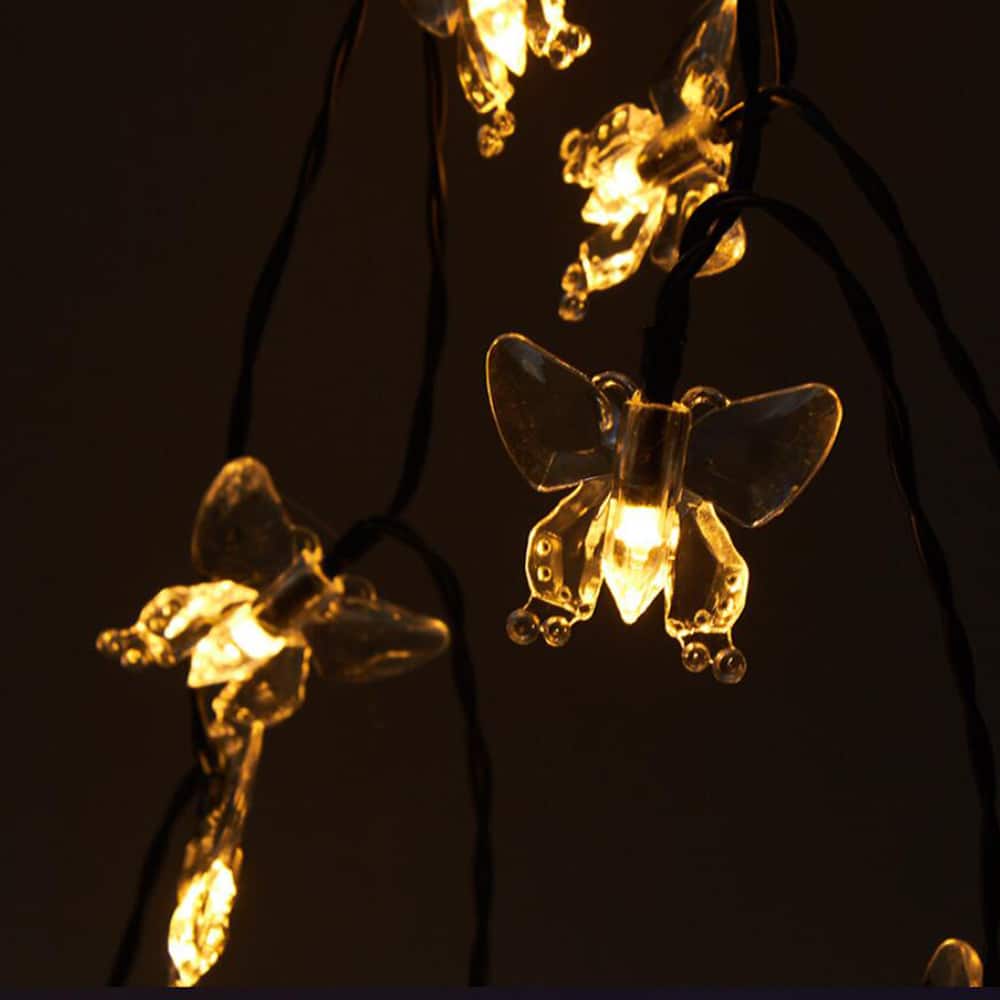 LED-Lichterkette 4 Meter mit 30 Schmetterlingen - Solarbetrieben -