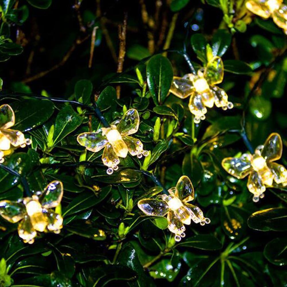LED-Lichterkette 4 Meter mit 30 Schmetterlingen - Solarbetrieben -