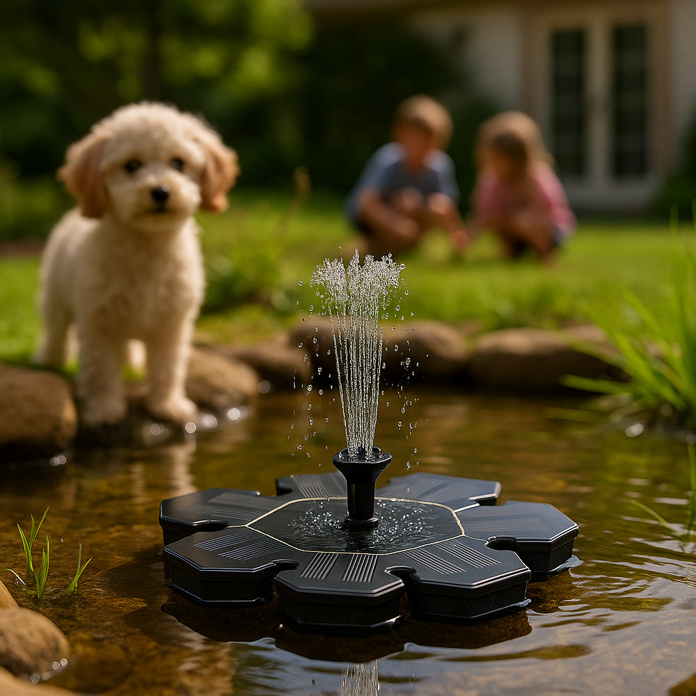 Solarbetriebener Springbrunnen (schwimmend) – Ø 19 cm