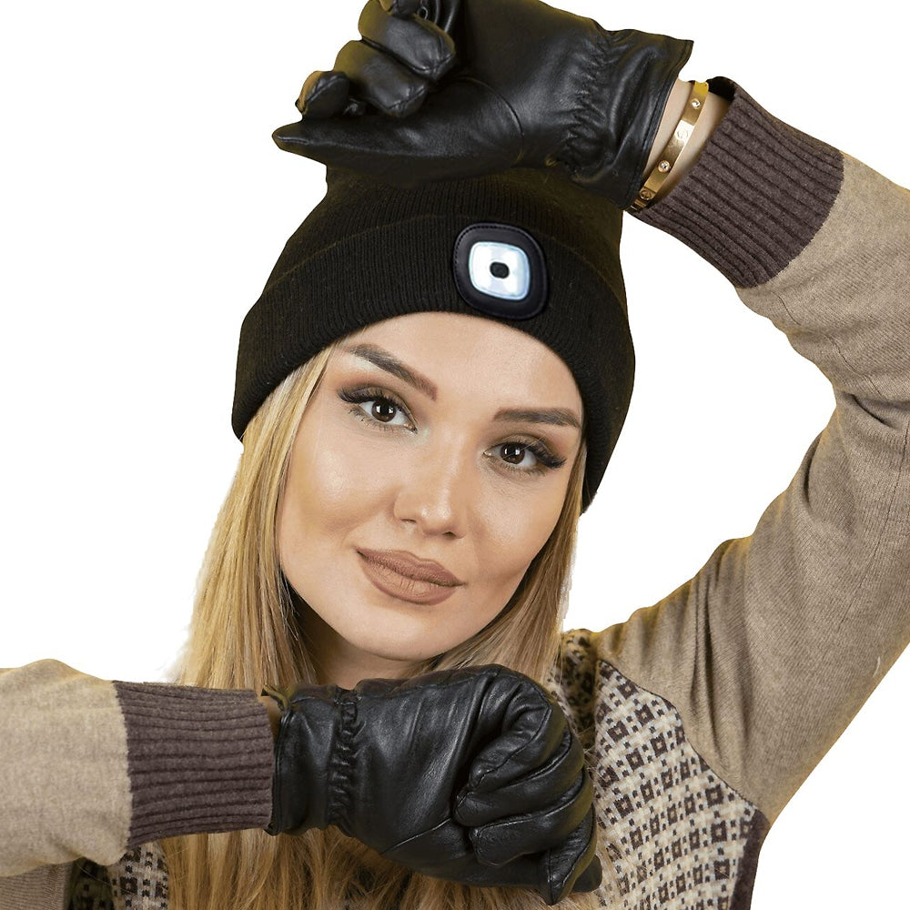 Strickmütze mit LED-Licht - Wiederaufladbar - Einheitsgröße -