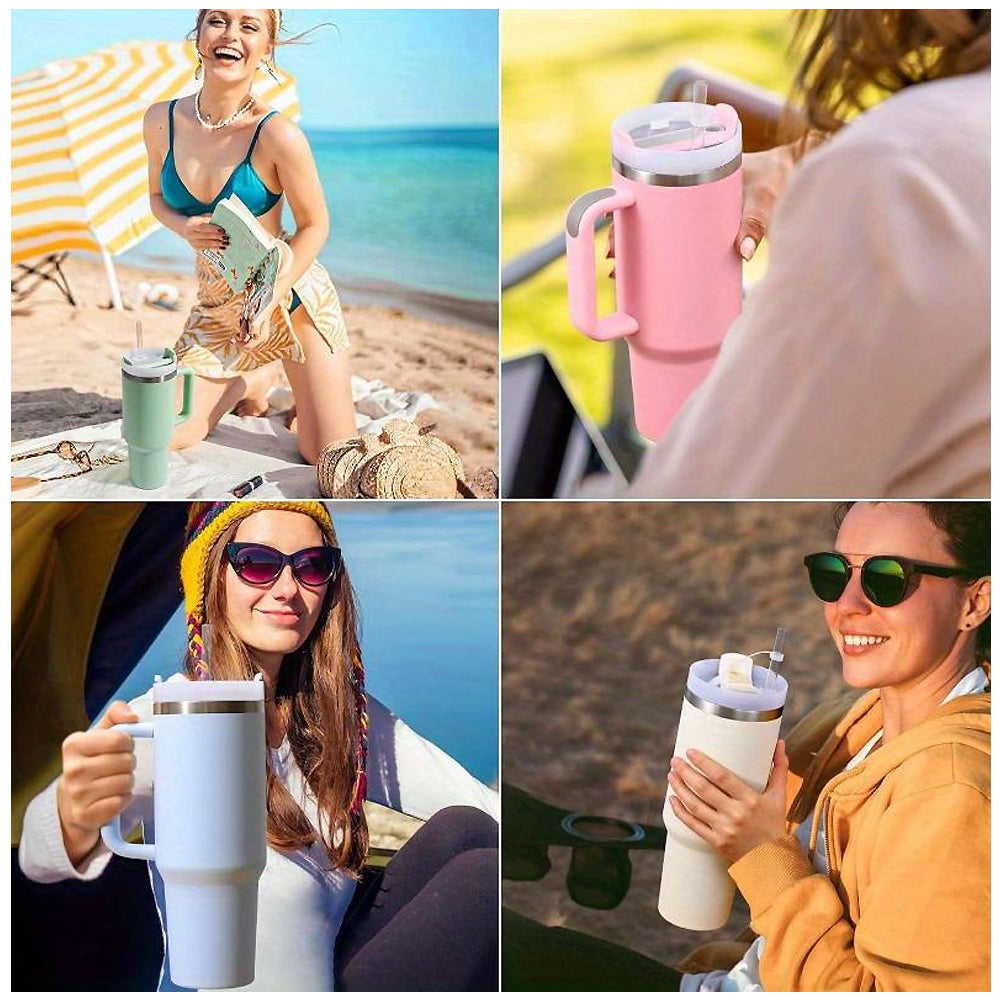 Tumbler Thermobecher 1200 ml mit Griff, Deckel und Strohhalm