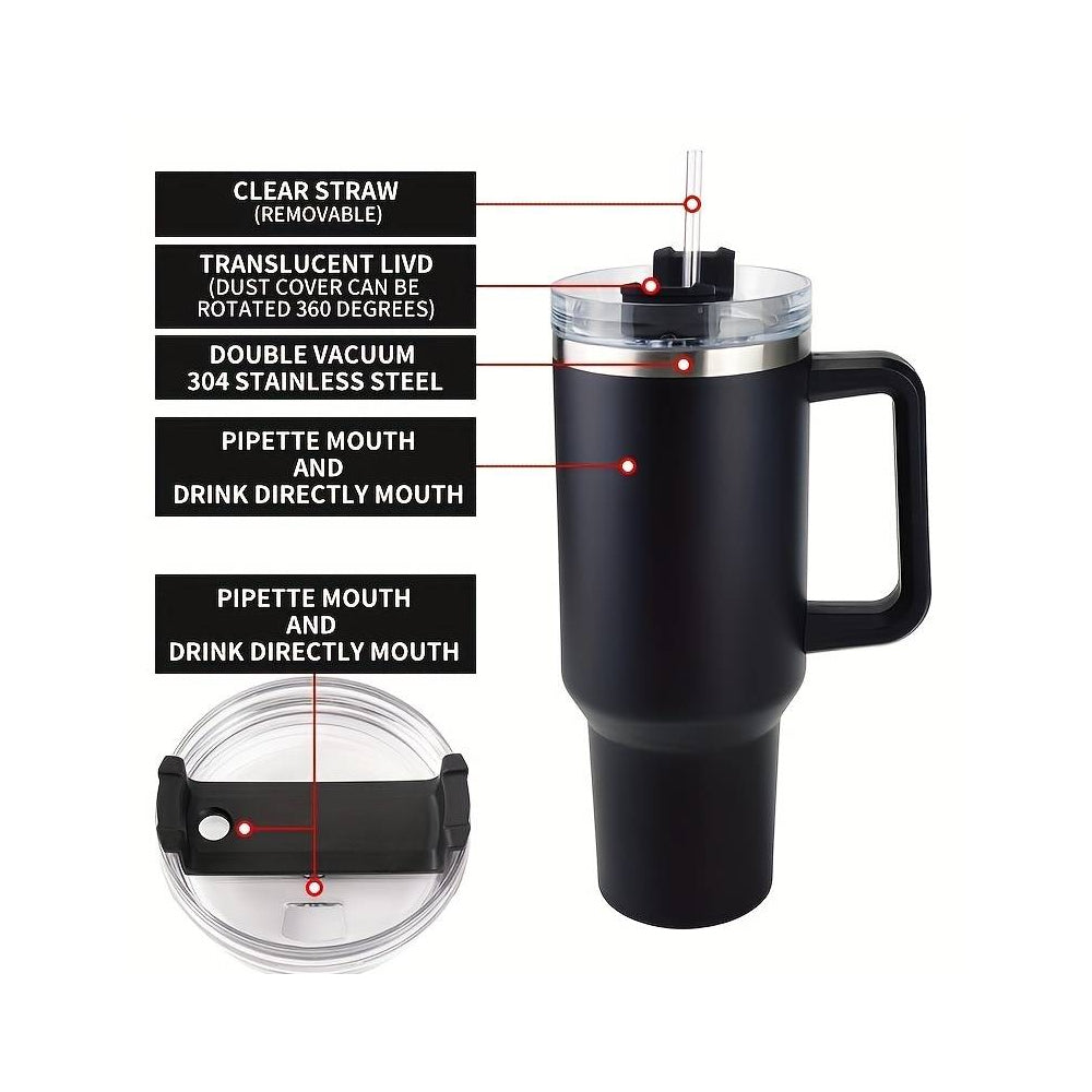 Tumbler Thermobecher 1200 ml mit Griff, Deckel und Strohhalm