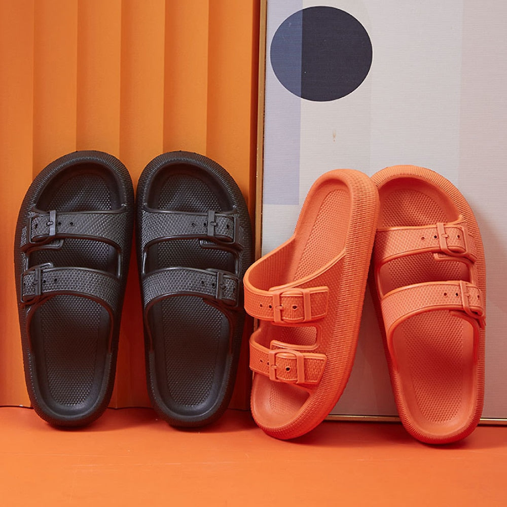 Stilvolle & bequeme Hausschuhe mit Schnalle für Damen/Herren - weitere Farben -