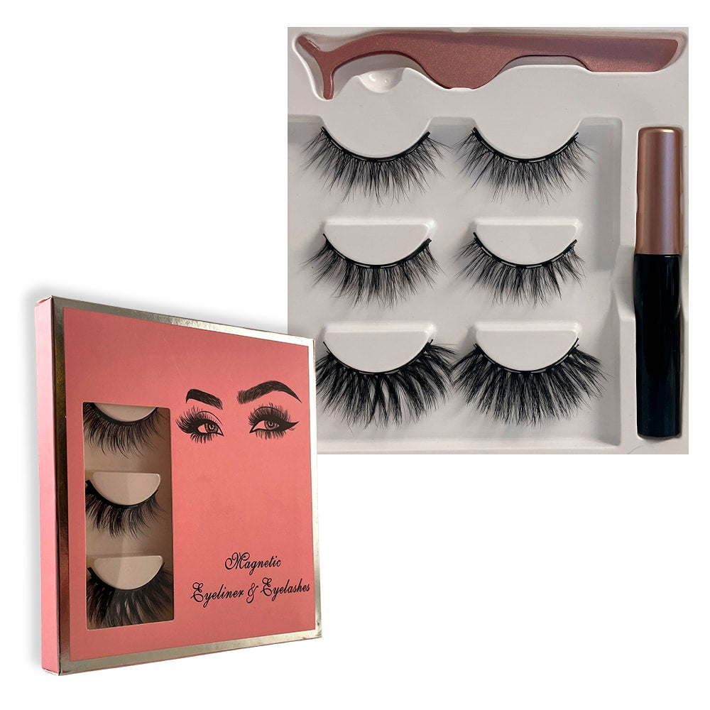 Magnetisches Wimpernset - 3 Paar - wiederverwendbar -