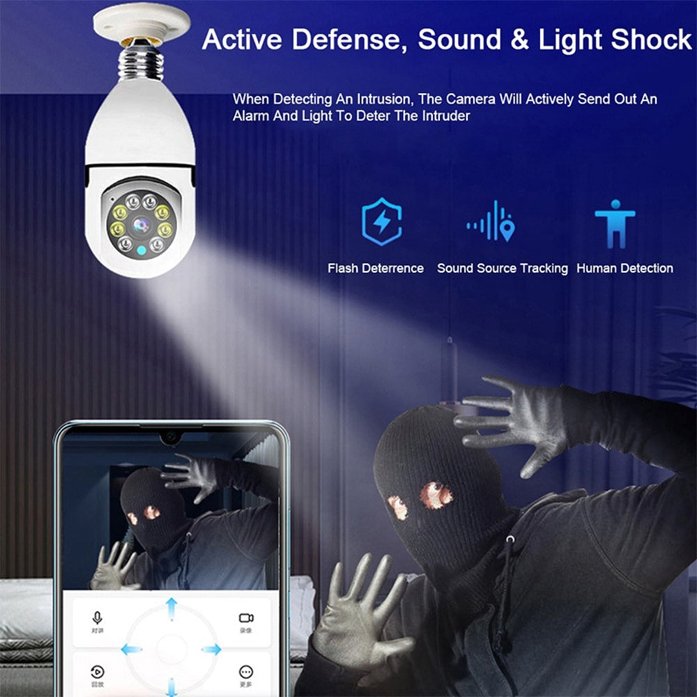 360° WLAN-IP-Kamera mit Schwenkfunktion, Nachtsicht, Bewegungserkennung, Zwei-Wege-Audio und LED-Licht