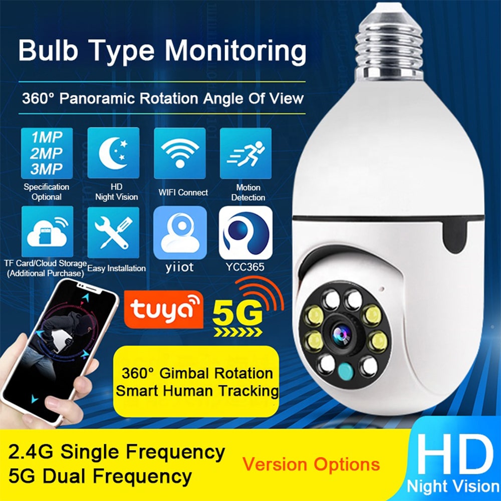 360° WLAN-IP-Kamera mit Schwenkfunktion, Nachtsicht, Bewegungserkennung, Zwei-Wege-Audio und LED-Licht
