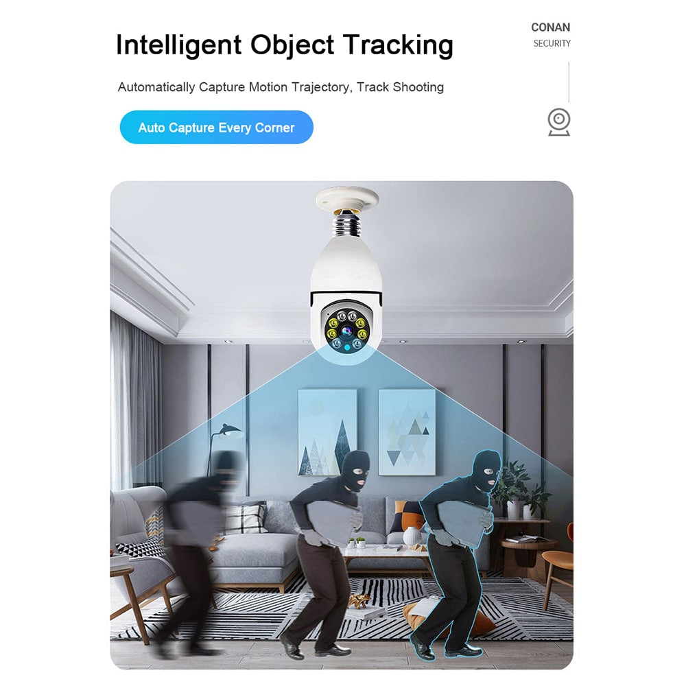 360° WLAN-IP-Kamera mit Schwenkfunktion, Nachtsicht, Bewegungserkennung, Zwei-Wege-Audio und LED-Licht