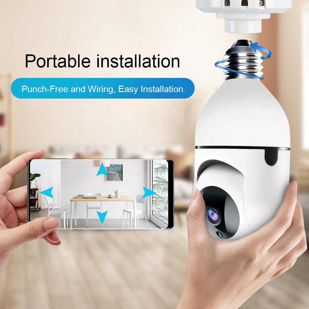 360° WLAN-IP-Kamera mit Schwenkfunktion, Nachtsicht, Bewegungserkennung, Zwei-Wege-Audio und LED-Licht